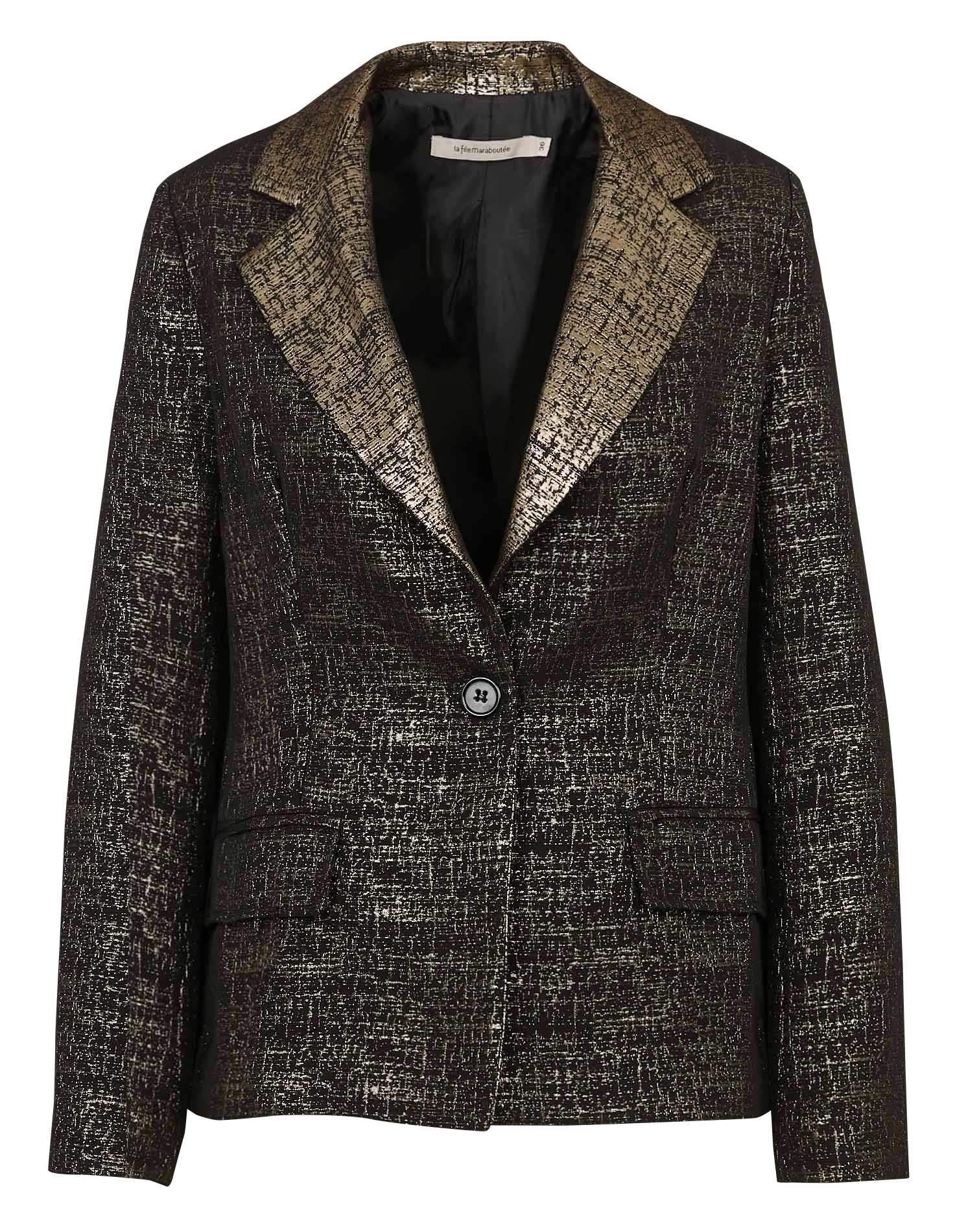 Tailored blazer jacket in jacquard fabric LA FEE MARABOUTEE Black