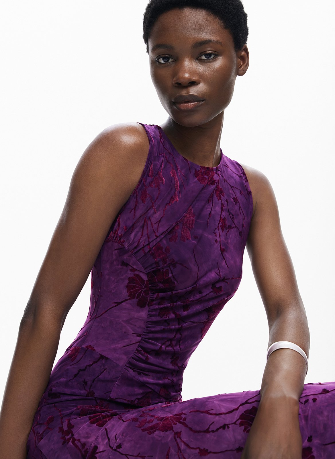 Abito midi aderente senza maniche DESIGUAL Rosso