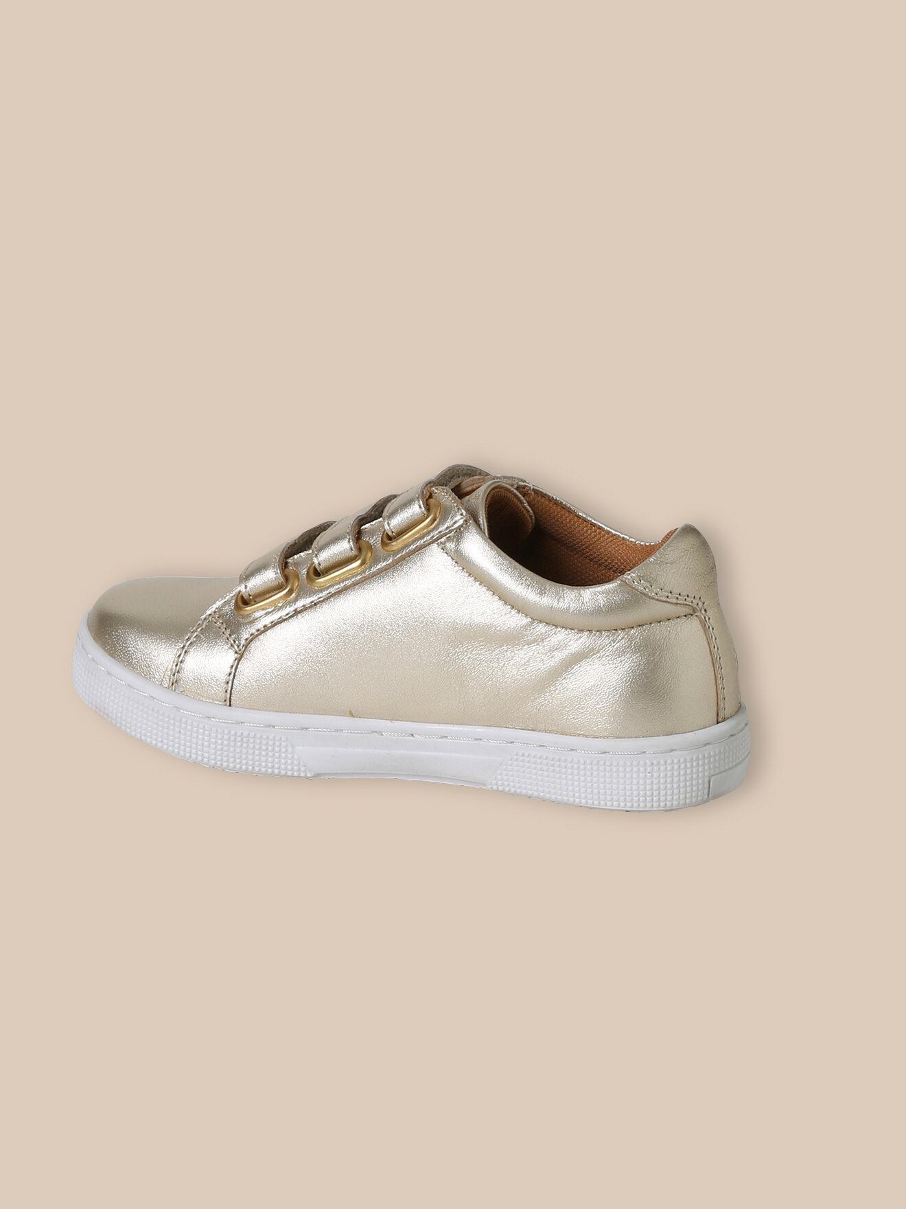 Iridescent leather sneakers CYRILLUS Yellow