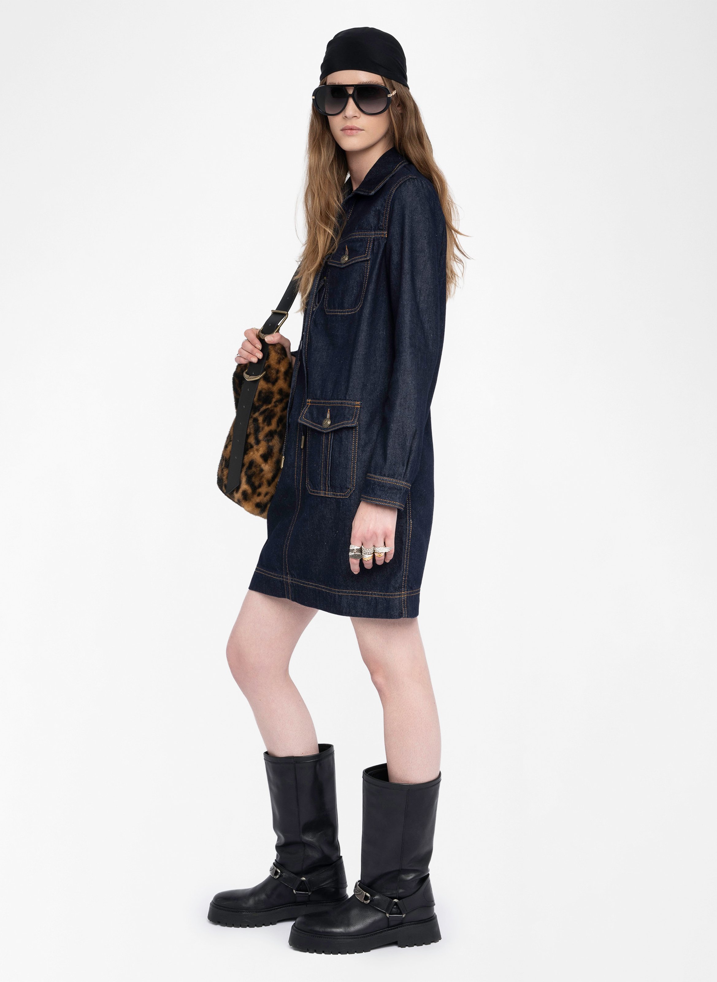 Robe droite en coton ZADIG&VOLTAIRE Bleu