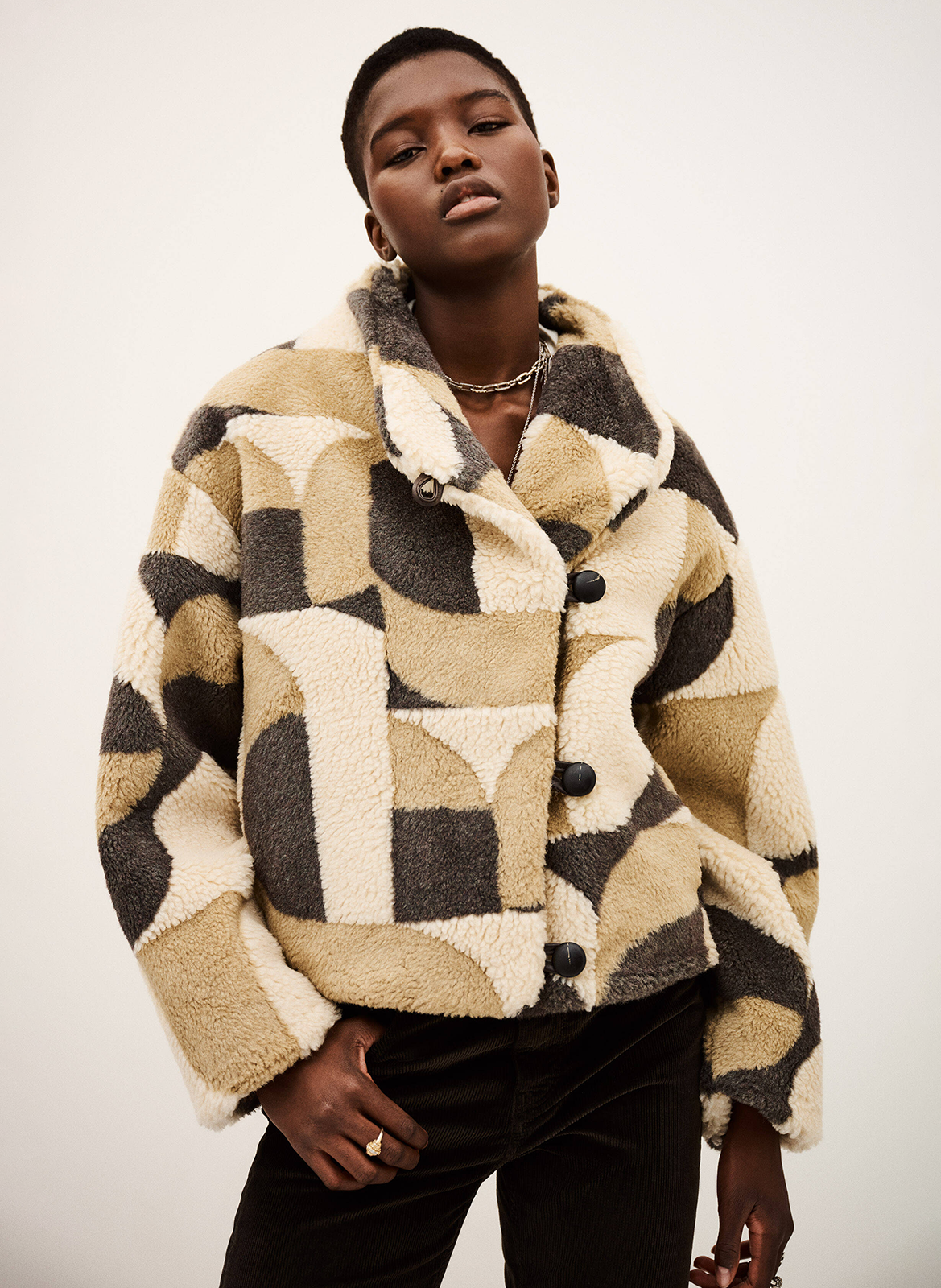 Manteau court oversize col montant BA&SH Beige