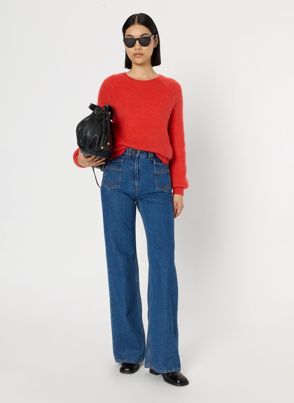 Pull col rond en laine mélangée GERARD DAREL Rouge