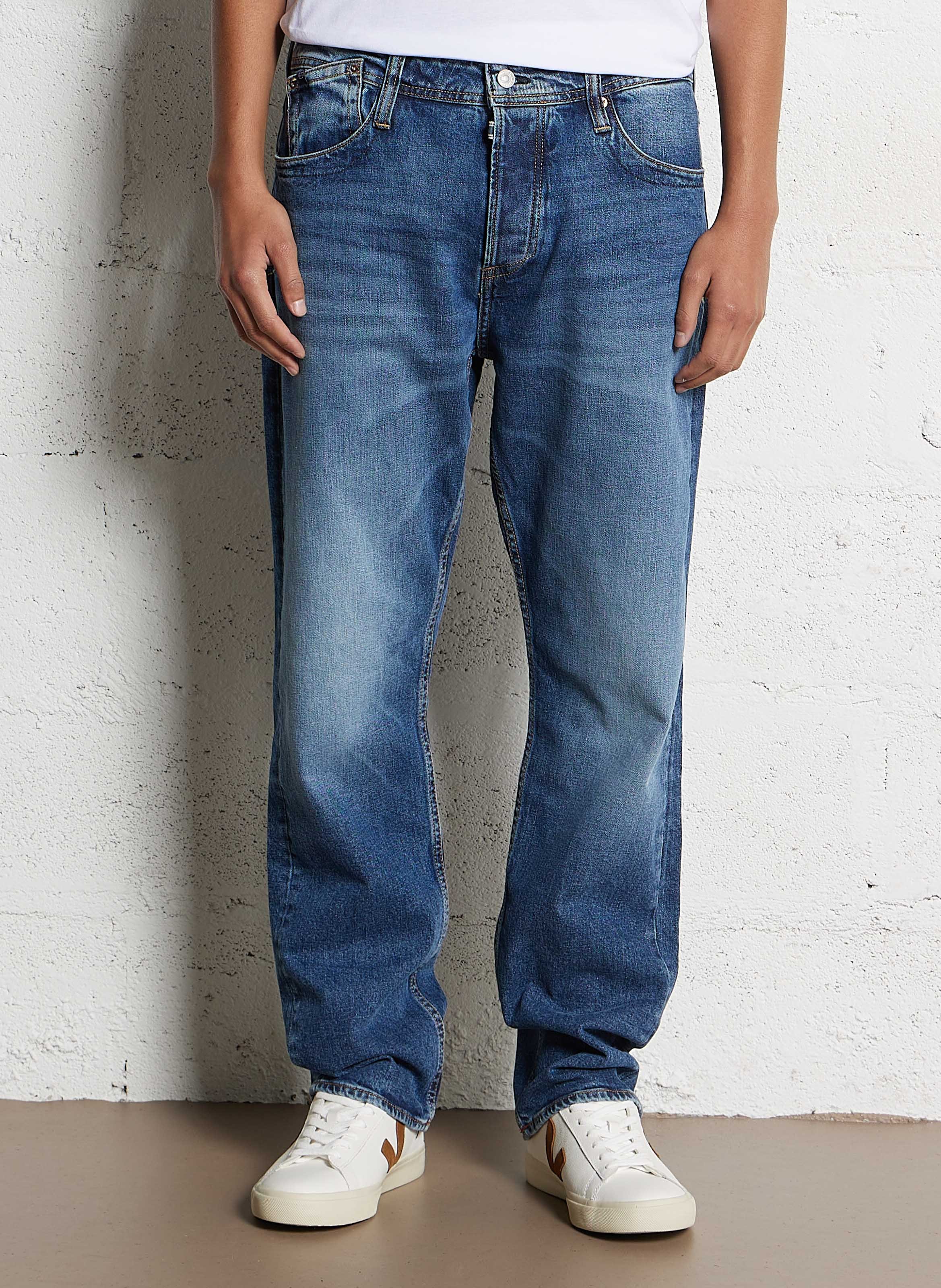 Cotton-blend wide-leg jeans LE TEMPS DES CERISES Blue