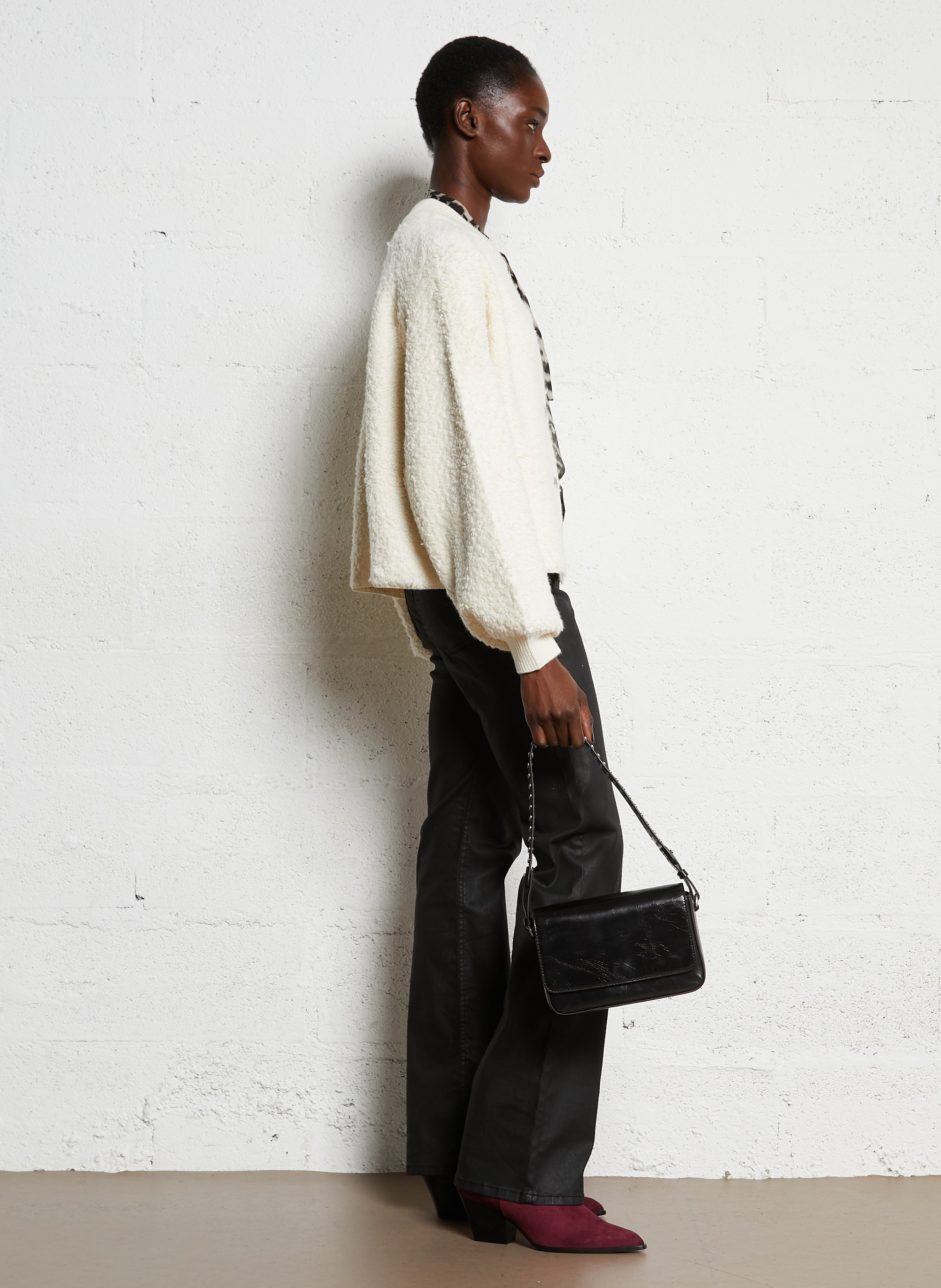 Leather flap shoulder bag IKKS Black