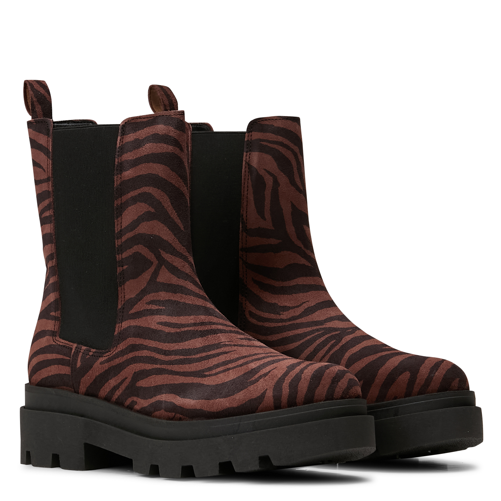 Bottines en cuir velours imprimé I CODE Noir