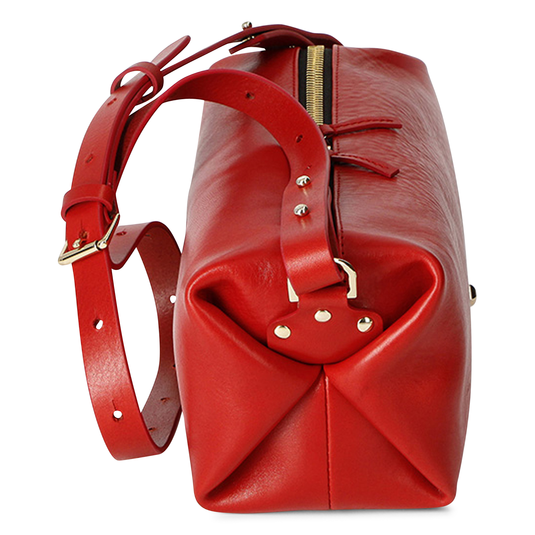 Sac porté épaule en cuir HERBERT FRERE SOEUR Rouge