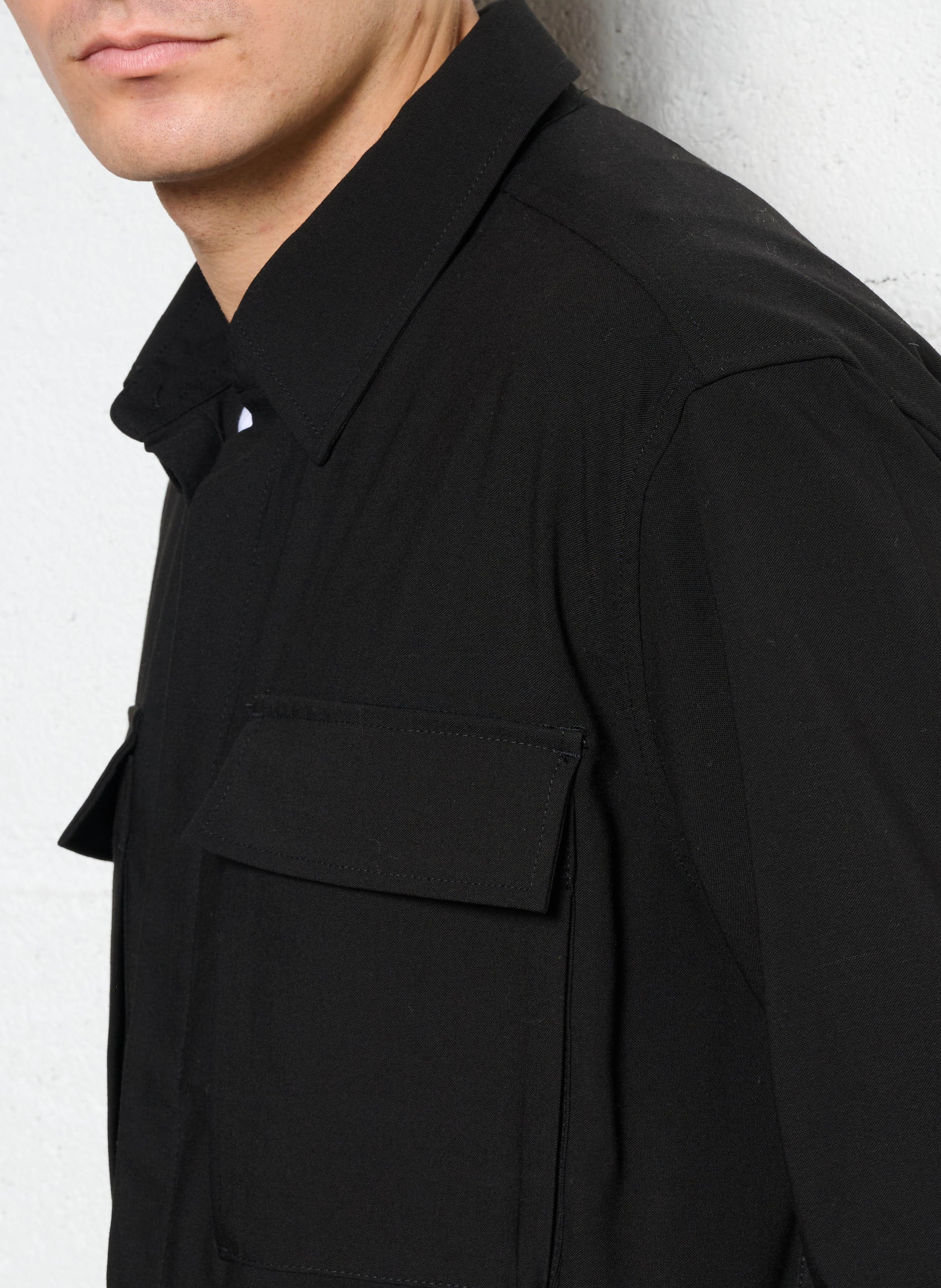 Flowy solid long-sleeve shirt MINIMUM Black