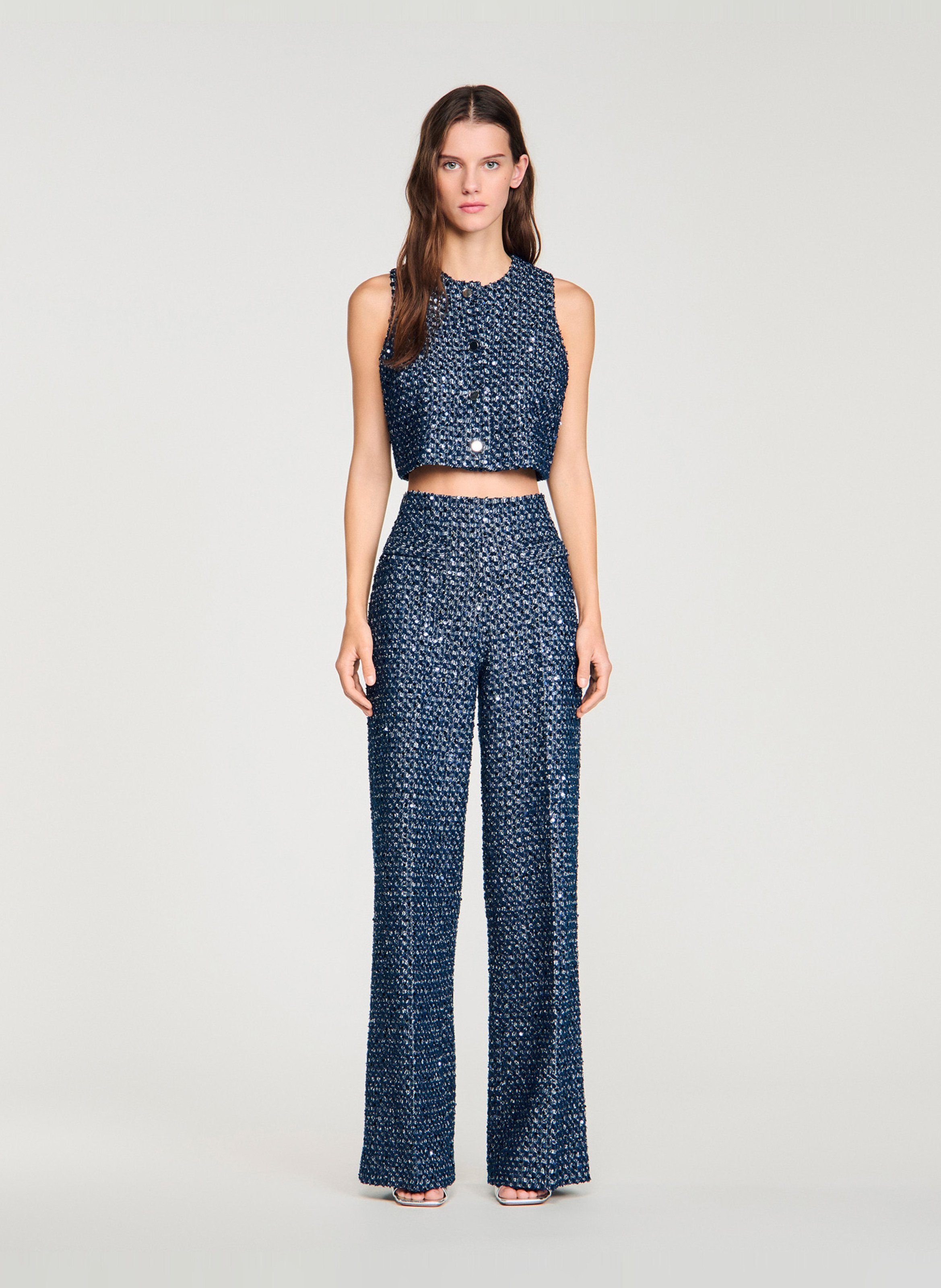 Wijde broek met lovertjes SANDRO Blauw