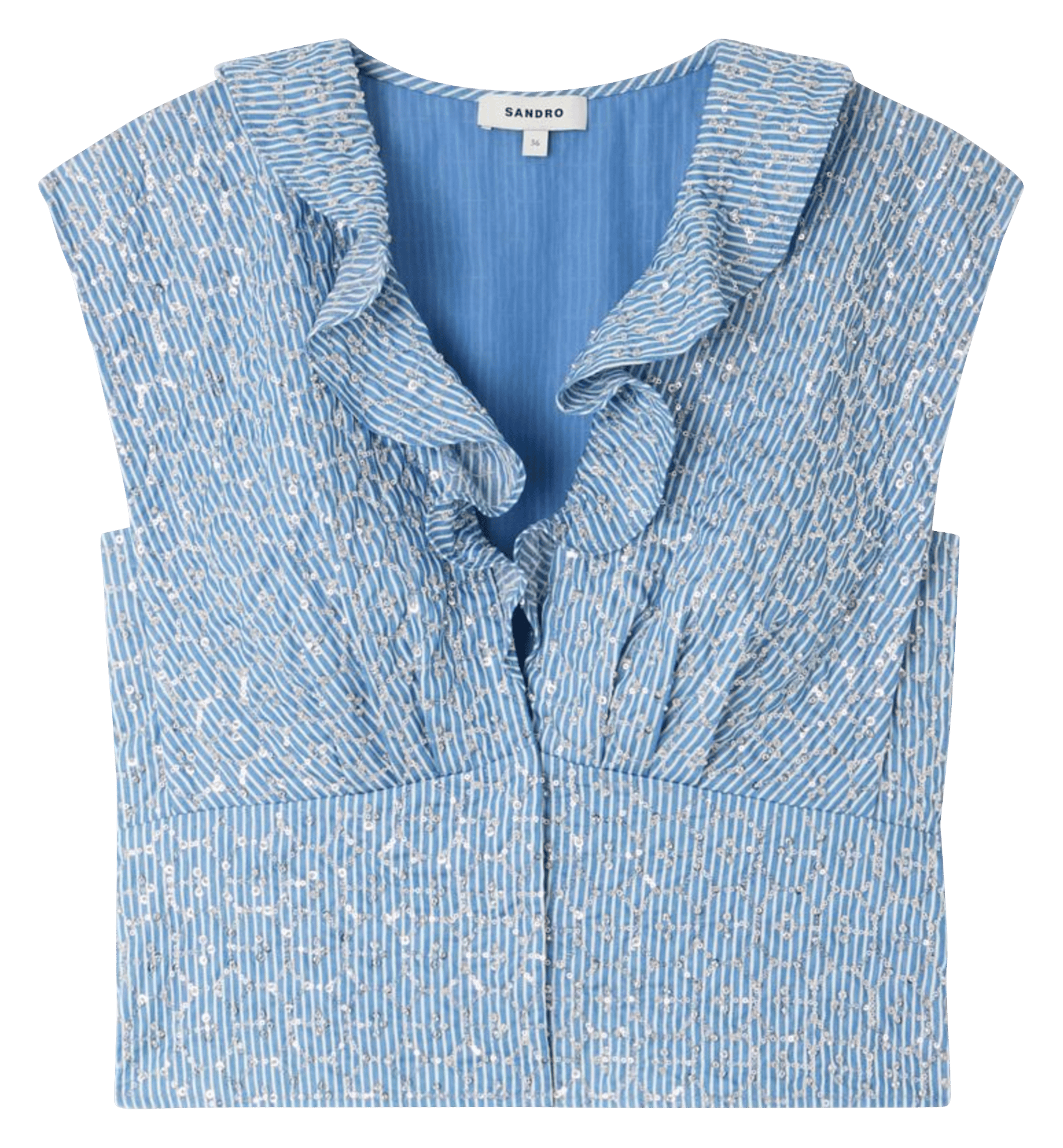 Korte aansluitende top met pailletten SANDRO Blauw