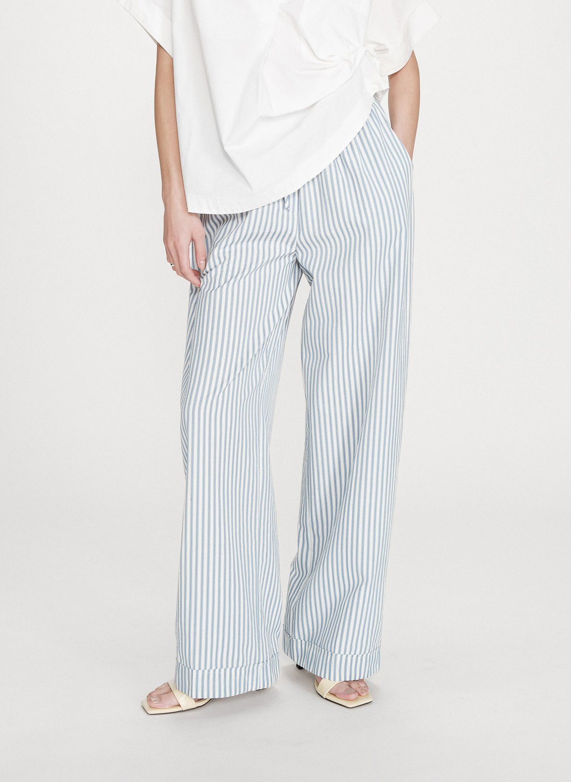 Pantalon large dn coton mélangé GRACE ET MILA Bleu