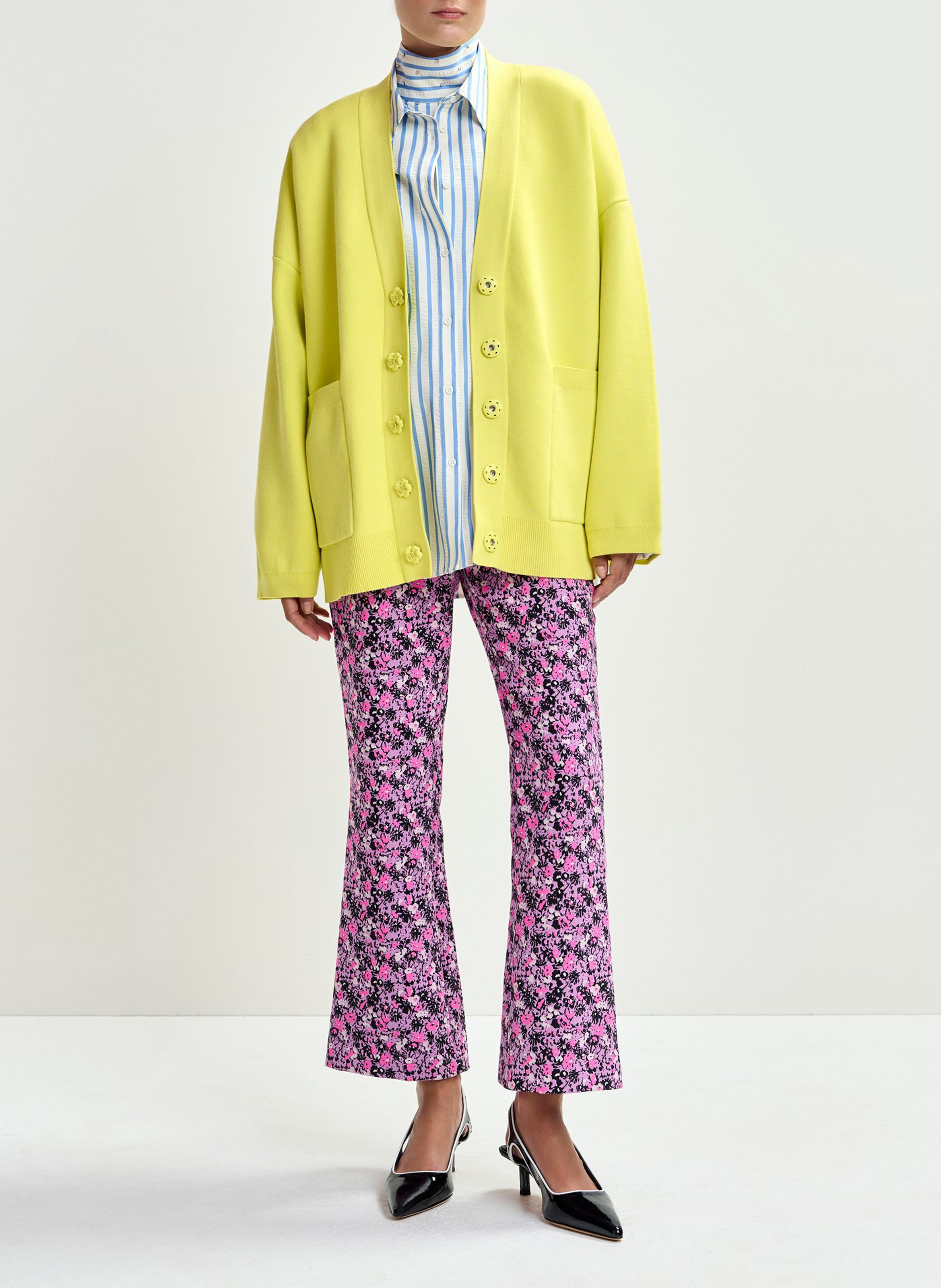 Oversized plain button-up cardigan ESSENTIEL ANTWERP Yellow