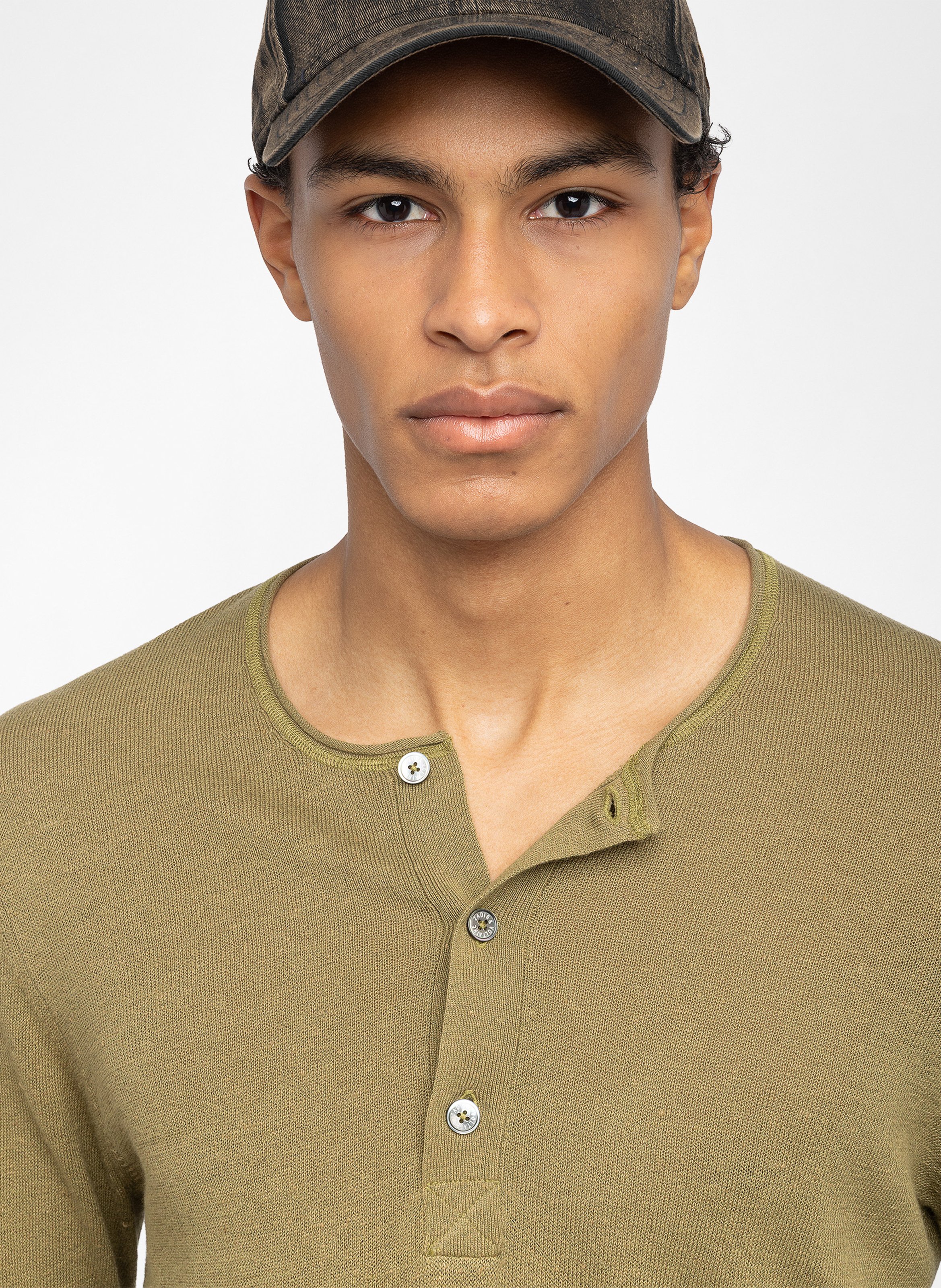 <p>Straight fit round neck top in linen and cotton blend</p> ZADIG&VOLTAIRE Green