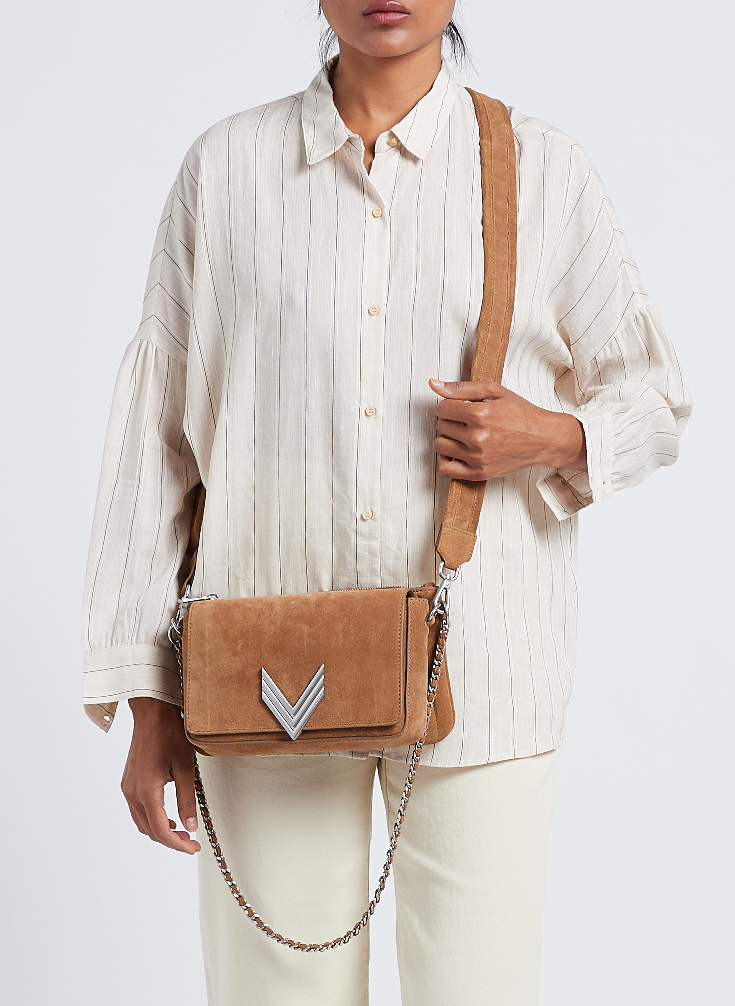 Gesteppte Umhängetasche aus Leder IKKS Braun