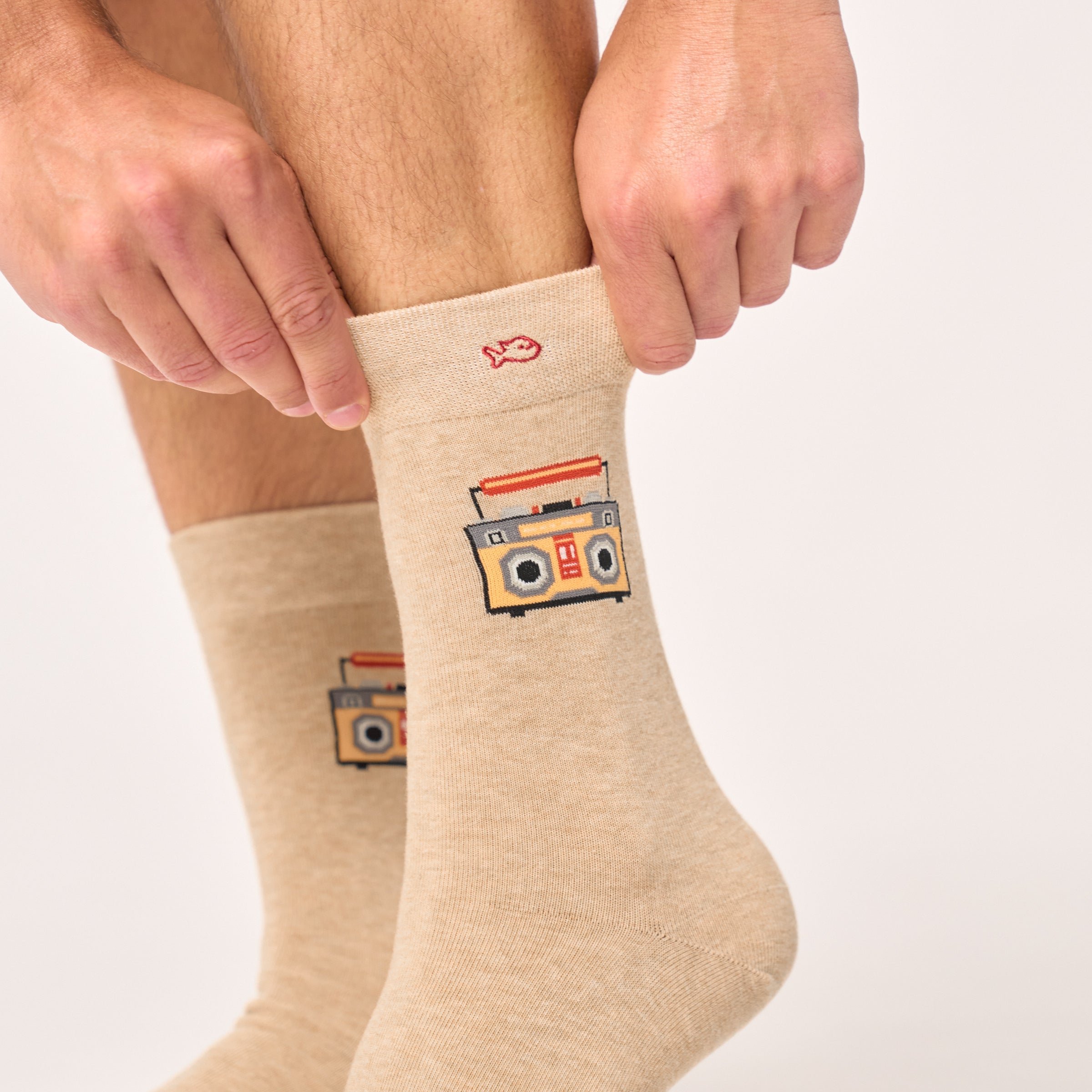 Combed Cotton Socks with Patterns BILLYBELT Beige