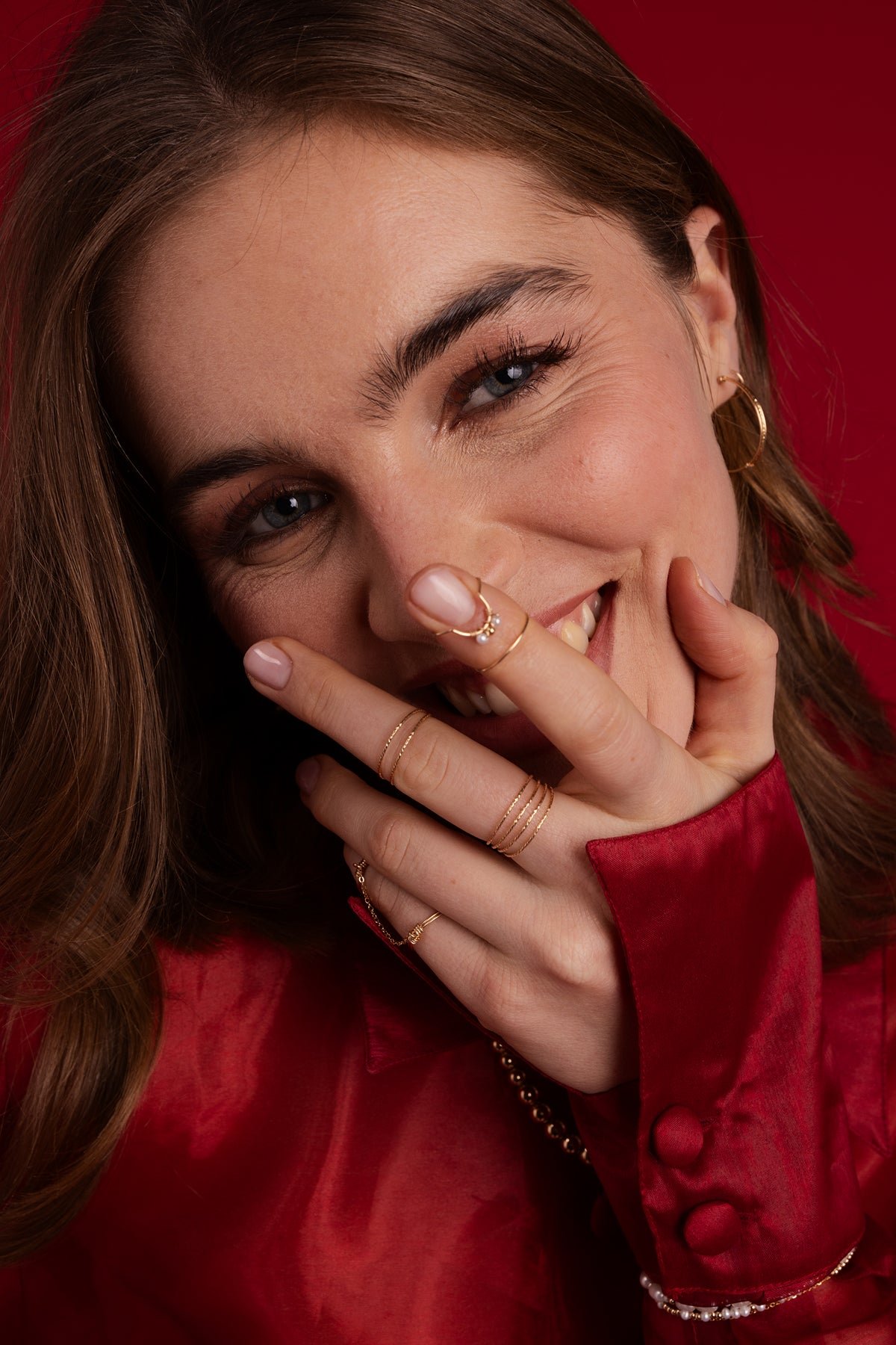 Nail ring with woven beads YAY Golden