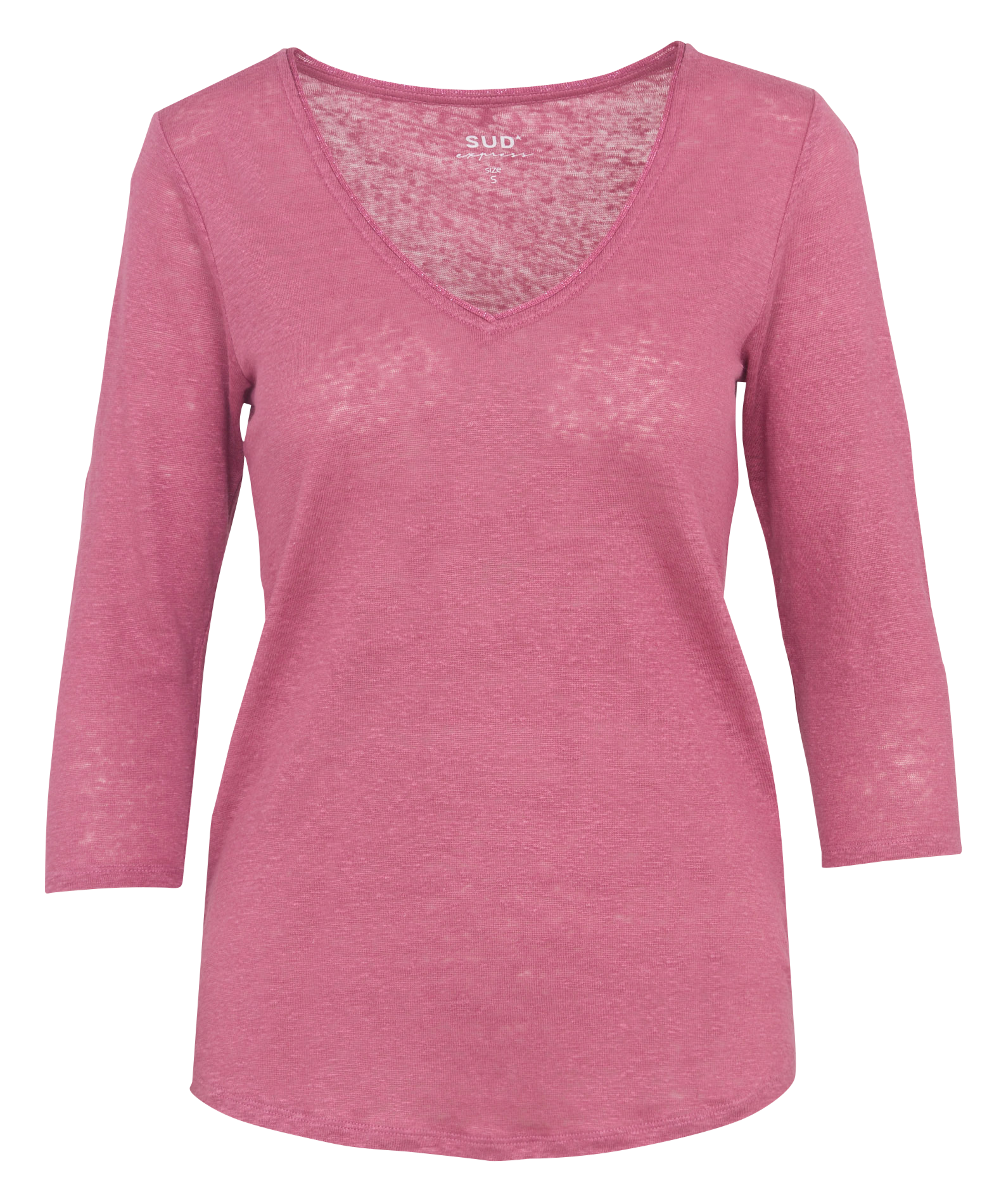 Meliertes T-Shirt mit V-Ausschnitt aus Leinen SUD EXPRESS