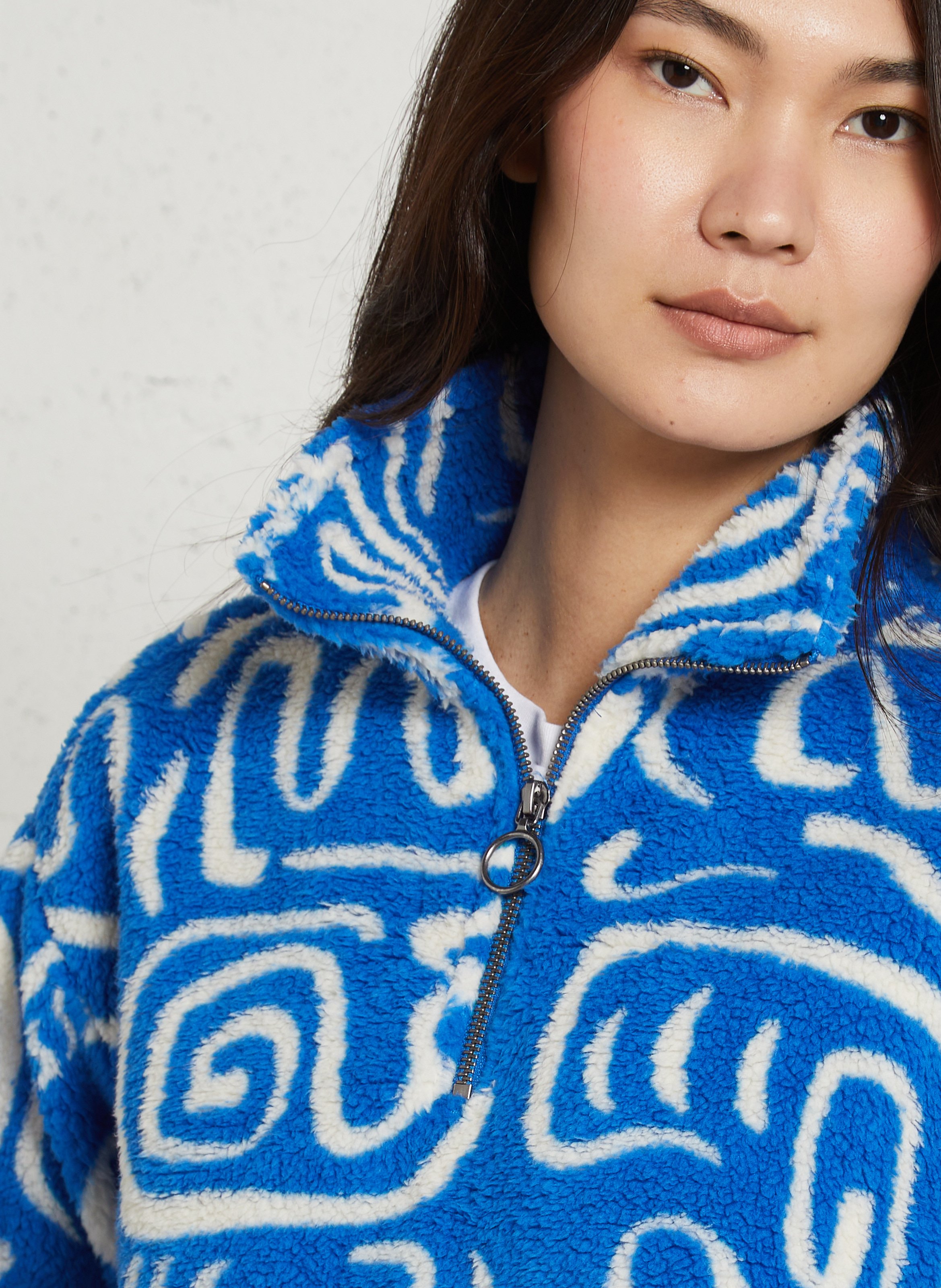 Bedruckter Fleece-Pullover aus weichem Sherpa-Gewebe BILLABONG Blau
