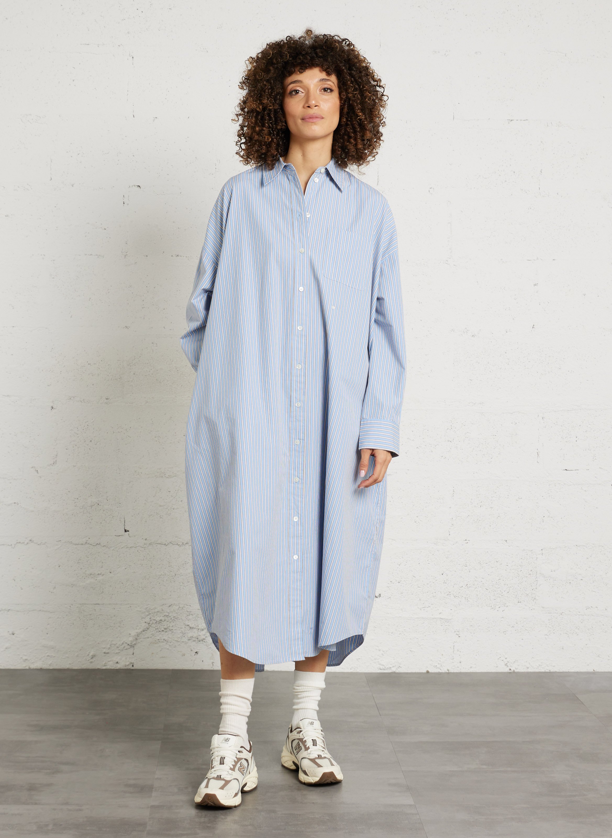 Gestreepte, katoenen overhemdjurk met klassieke kraag BELLEROSE Gestreepte