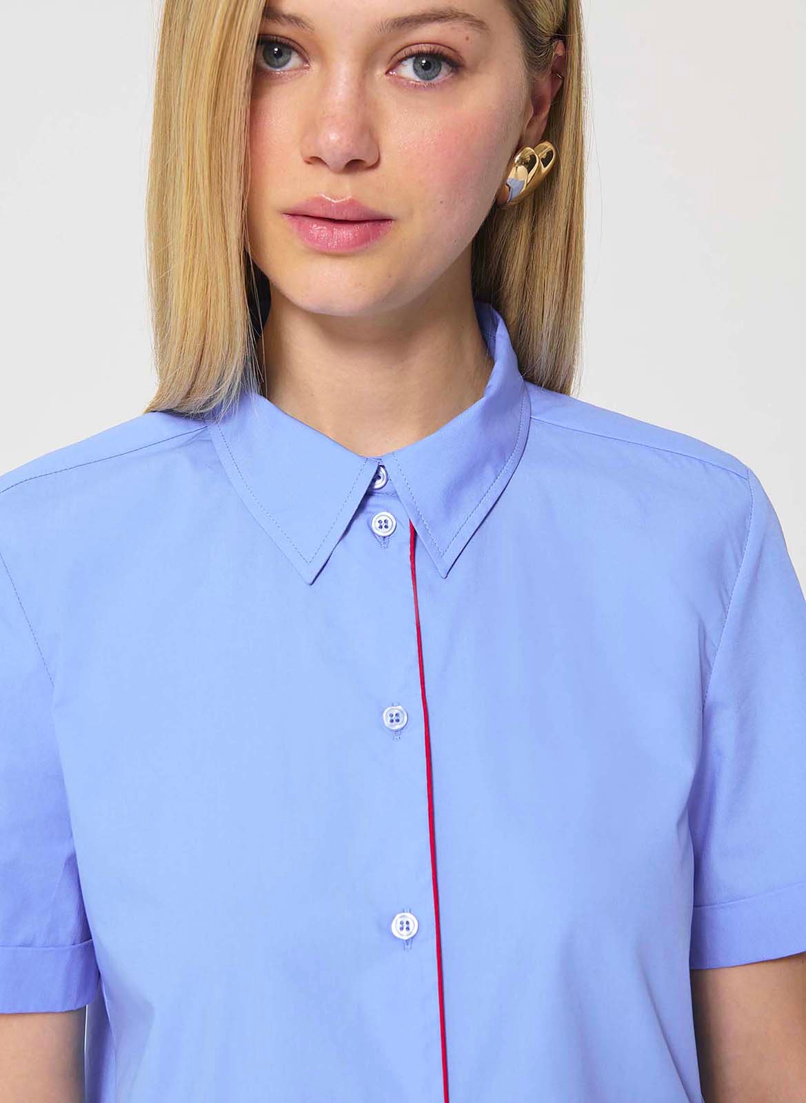 Fitted cotton shirt with classic collar TARA JARMON Blue