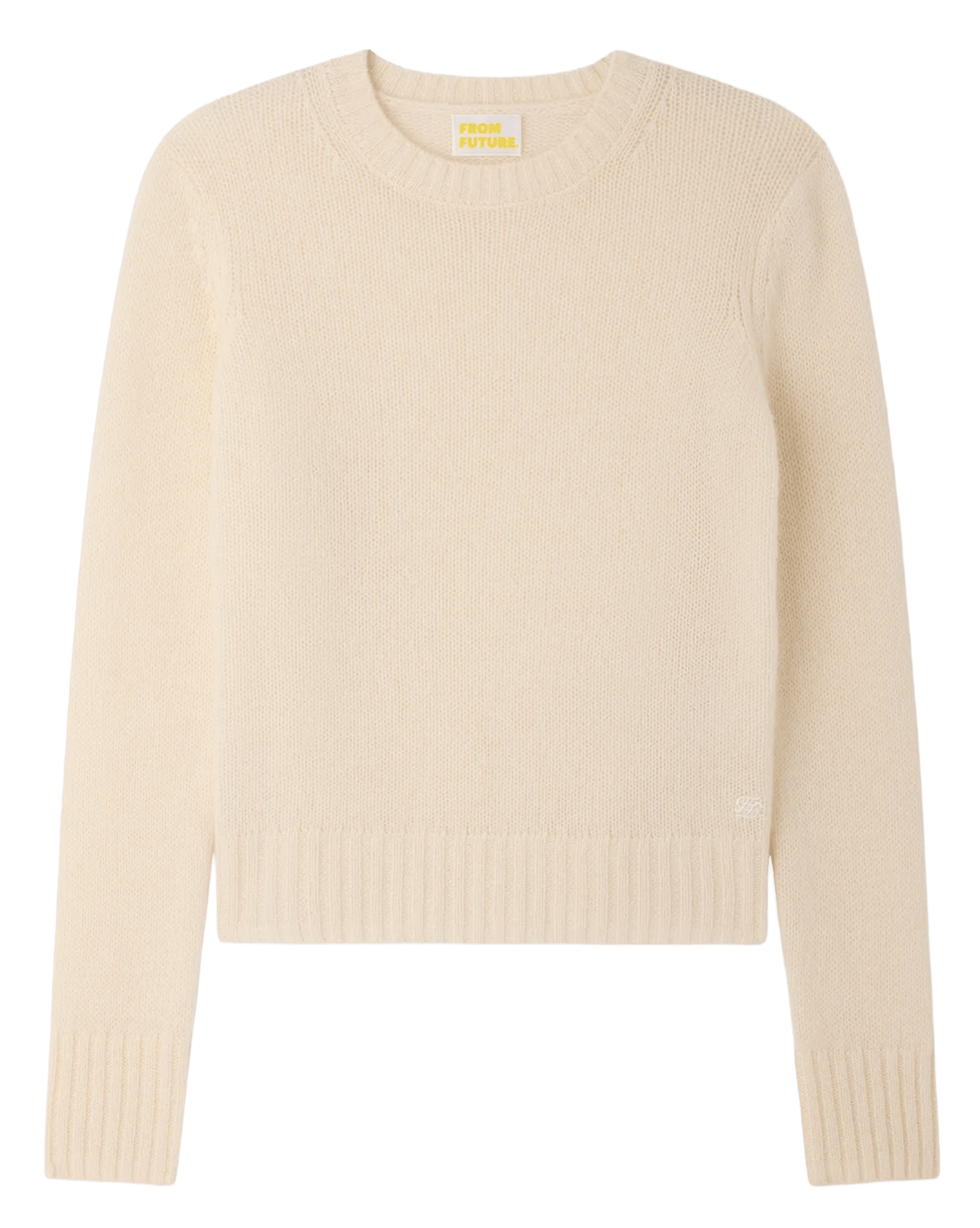 Straight cotton sweater with round neck FROM FUTURE Beige