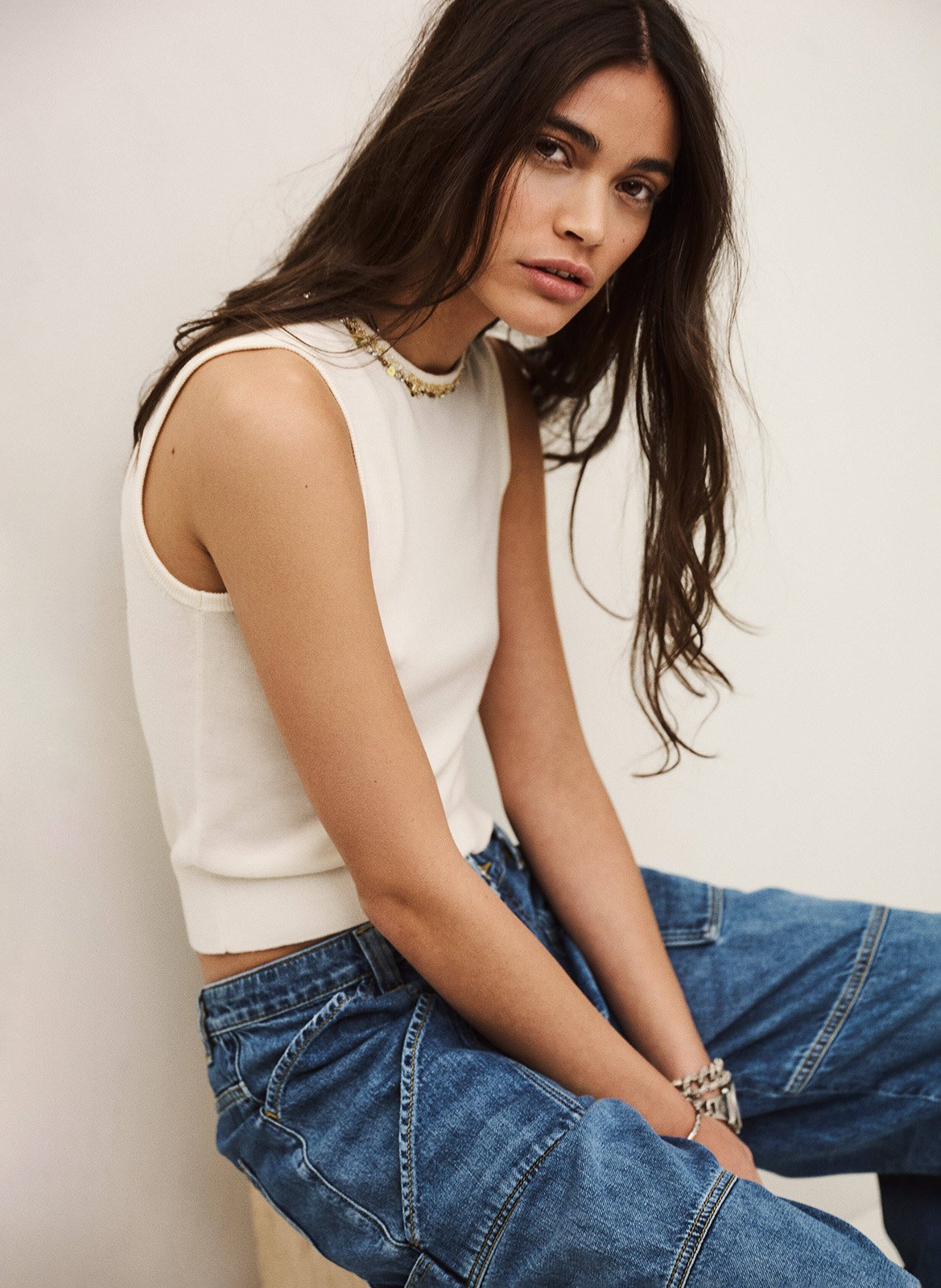 Débardeur col rond en laine BA&SH Beige