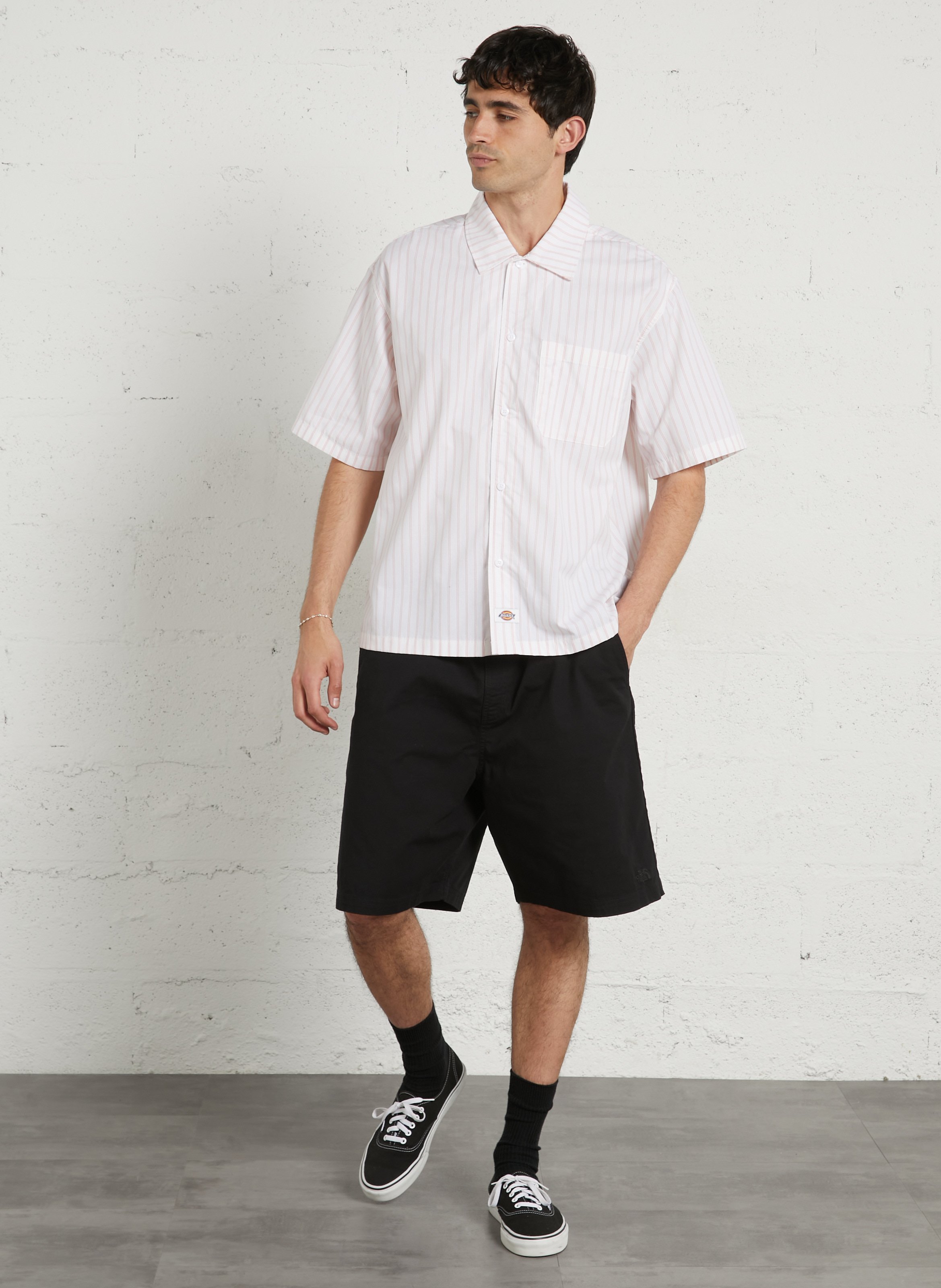 Chemise regular-fit col classique à rayures DICKIES Blanc