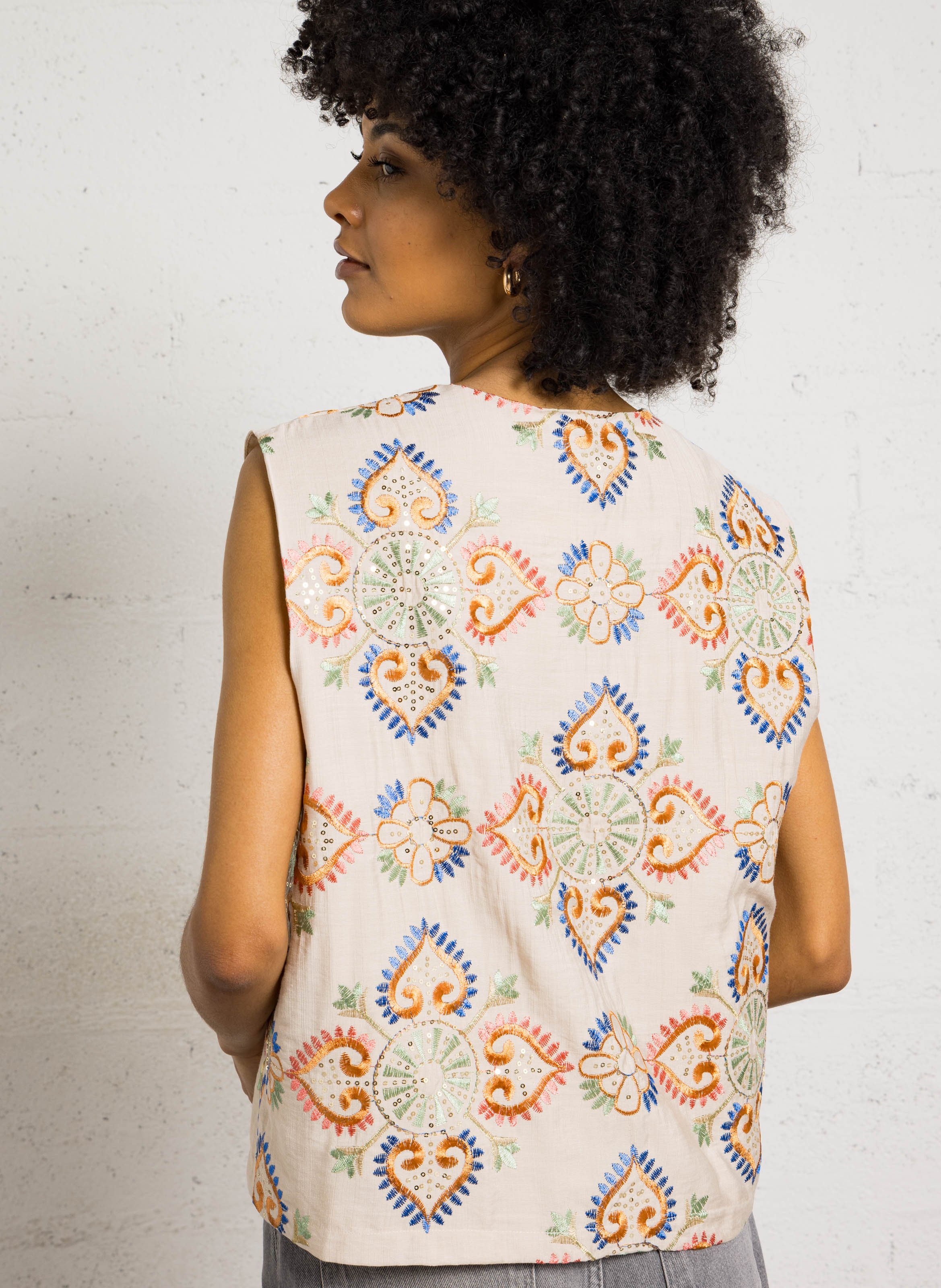 Chaleco oversize cuello redondo SEE U SOON Beige