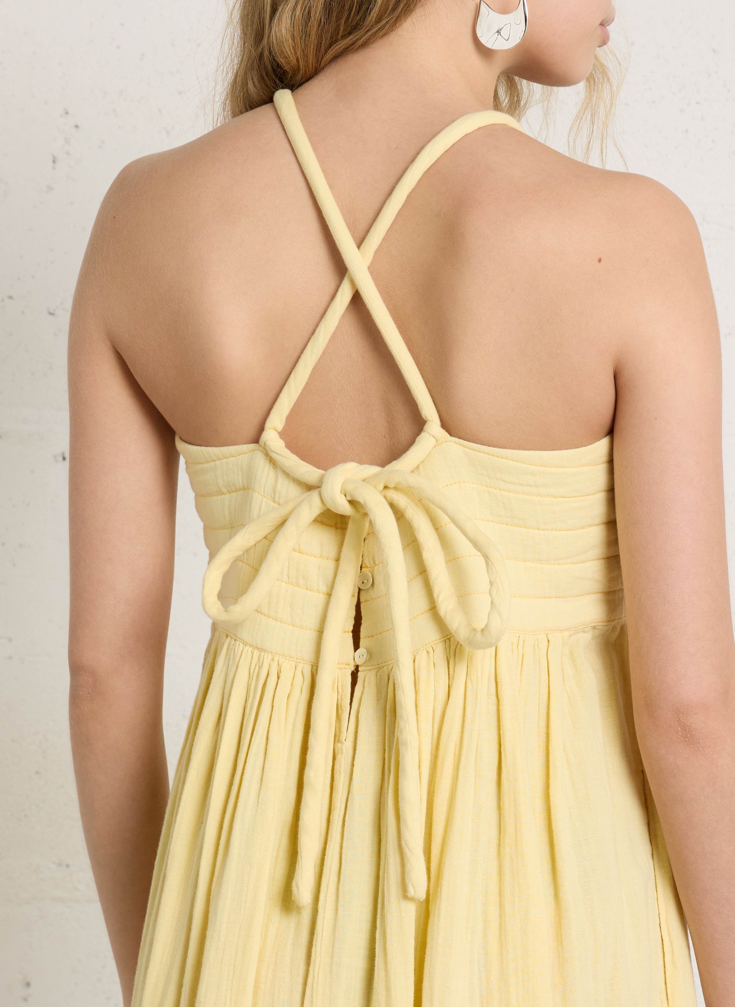 Robe longue évasée en coton bio LEON & HARPER Jaune