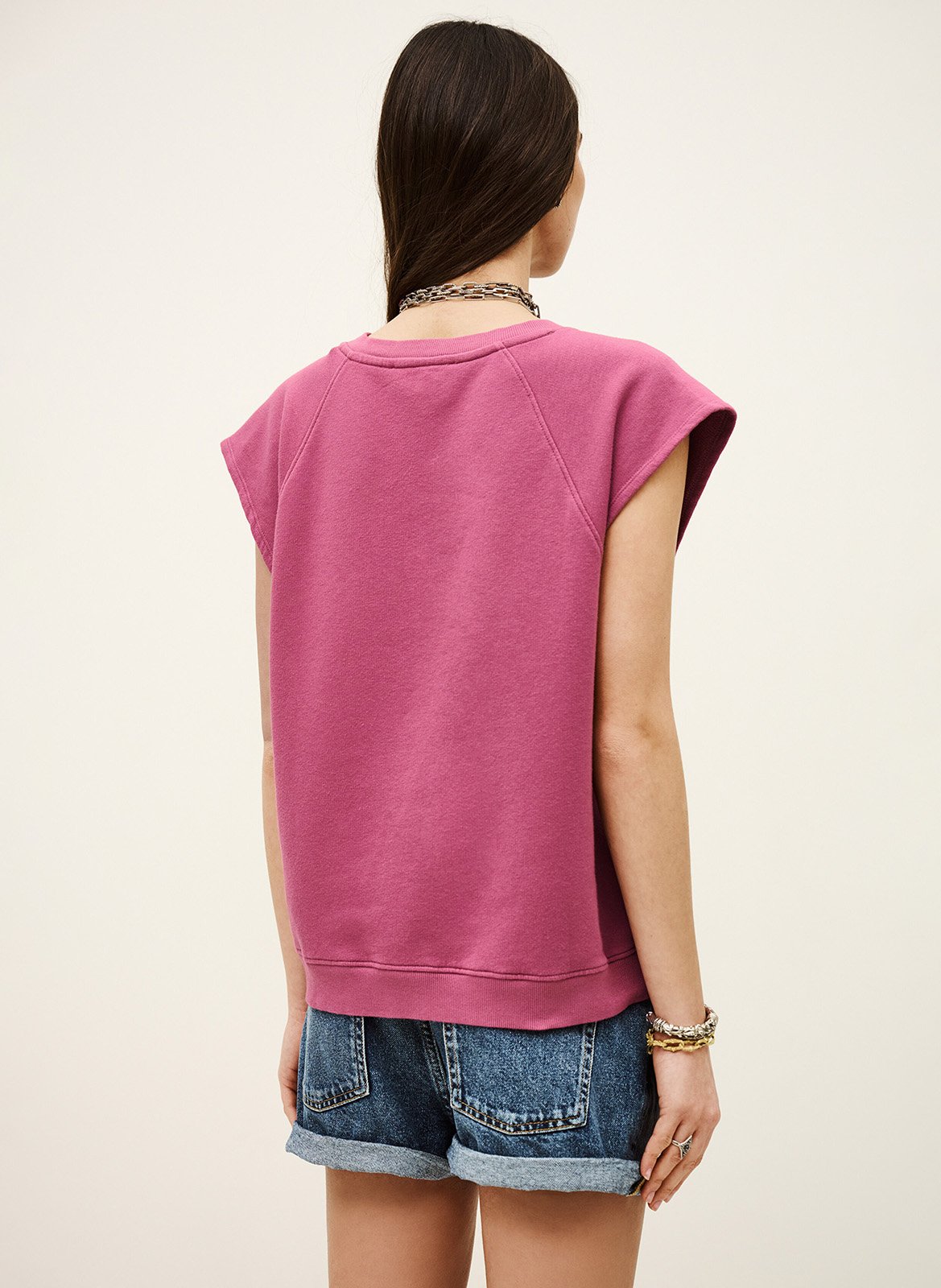 Sweat imprimé en coton Rose