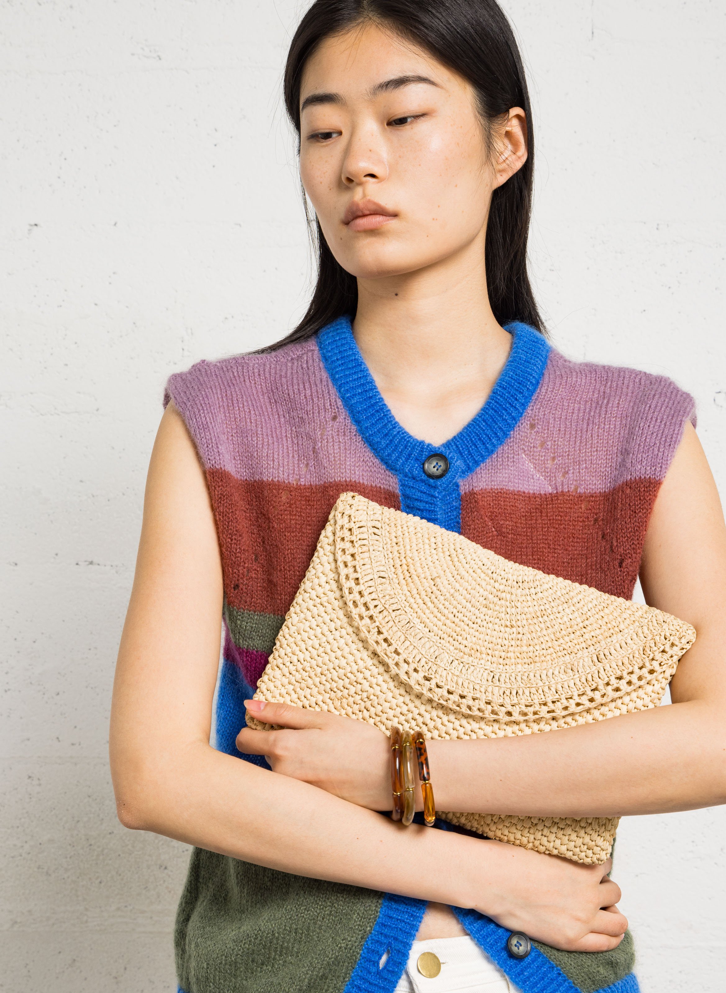 Raffia clutch bag CAMALYA Beige