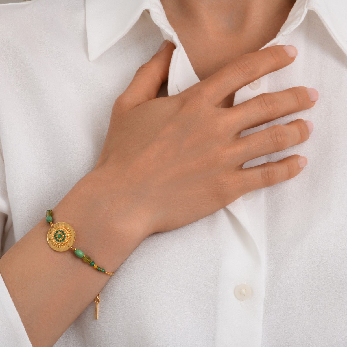 Adjustable fine bracelet   gold-plated SATELLITE PARIS Green