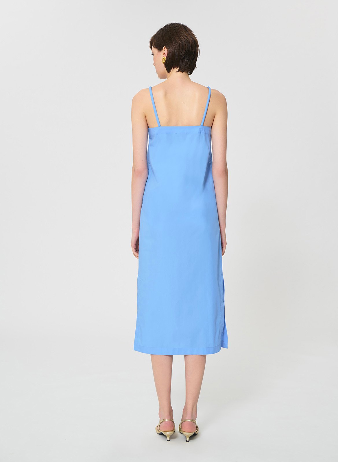 Robe midi droite en coton TARA JARMON Bleu