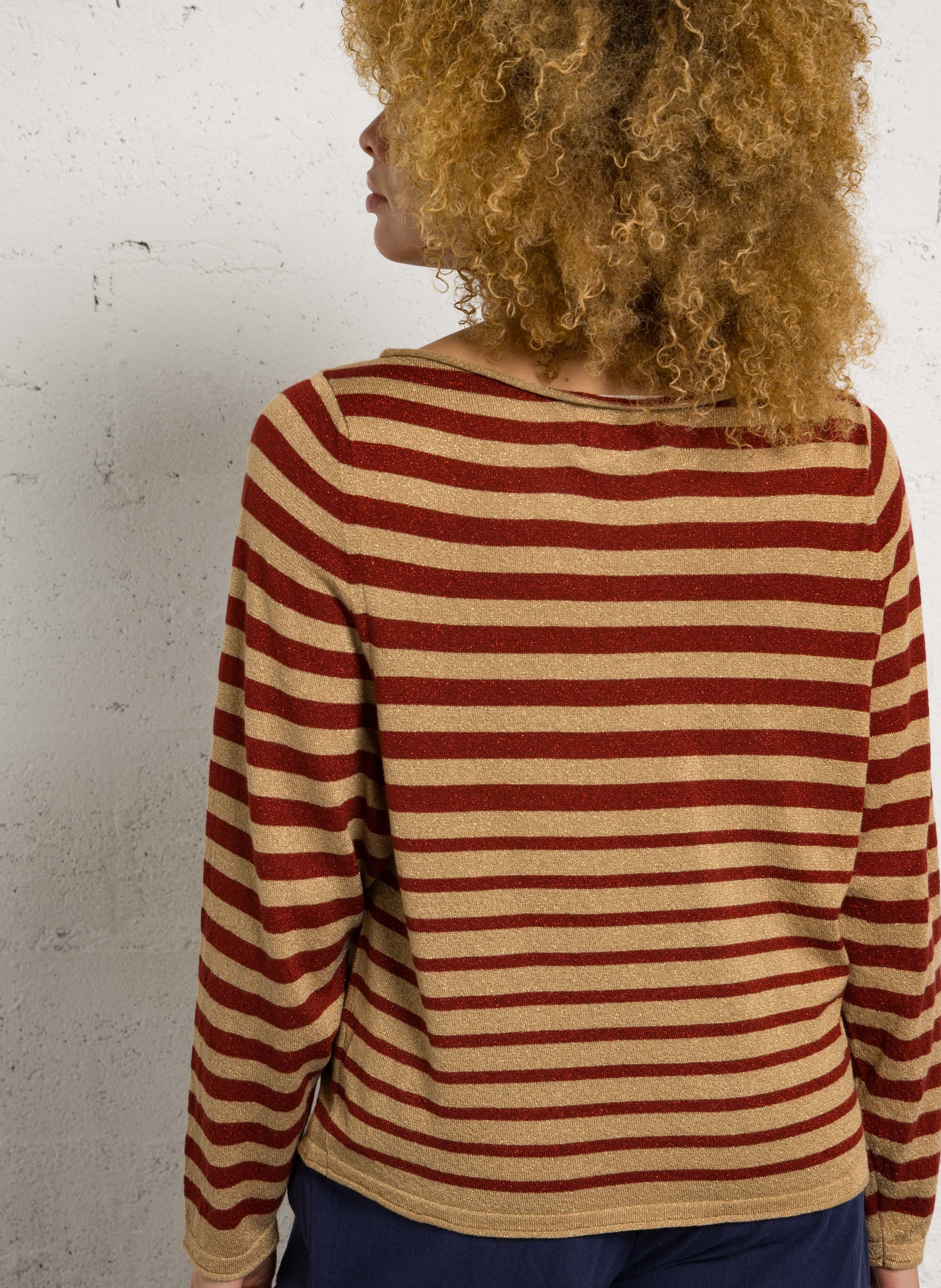 Pull droit à rayures LEON & HARPER Marron