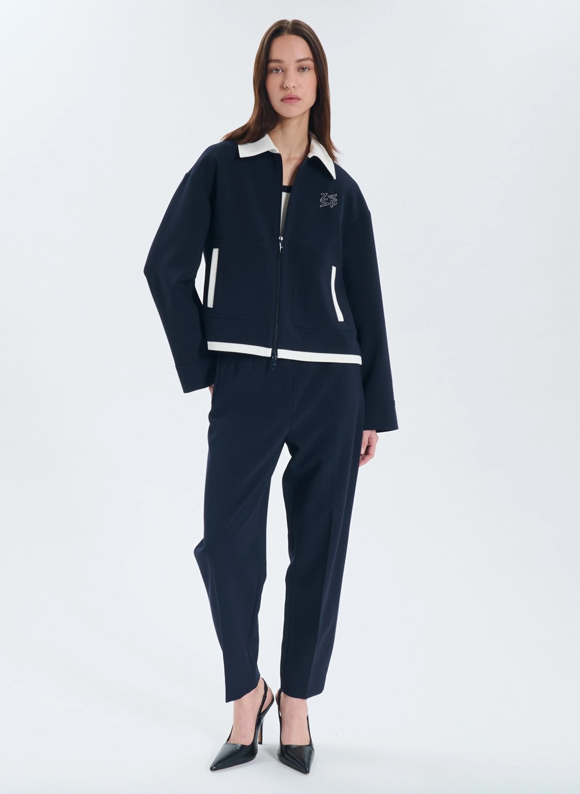 Bandplooibroek met hoge taille ZAPA Blauw