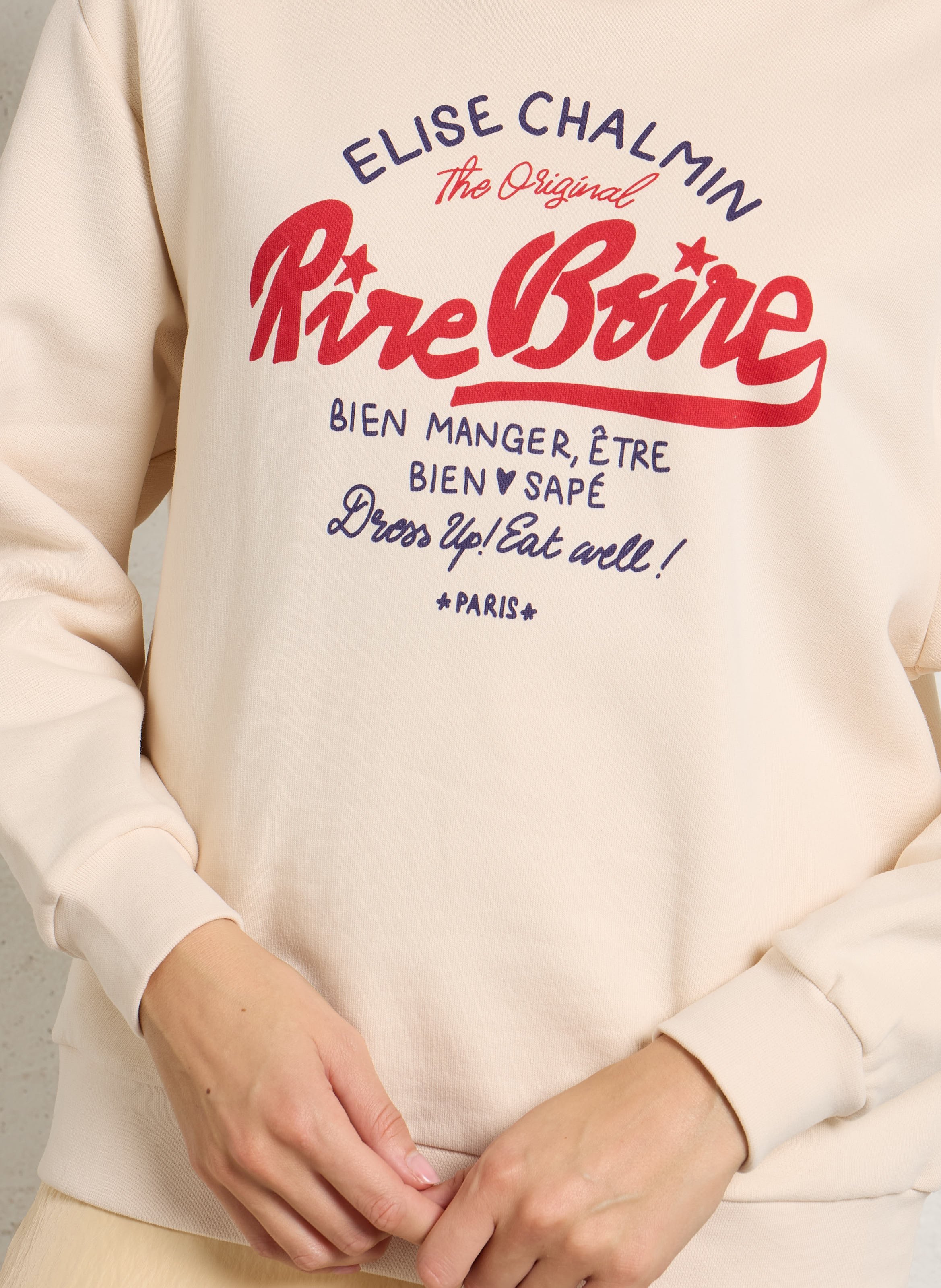 Sweat col rond en coton ELISE CHALMIN Blanc