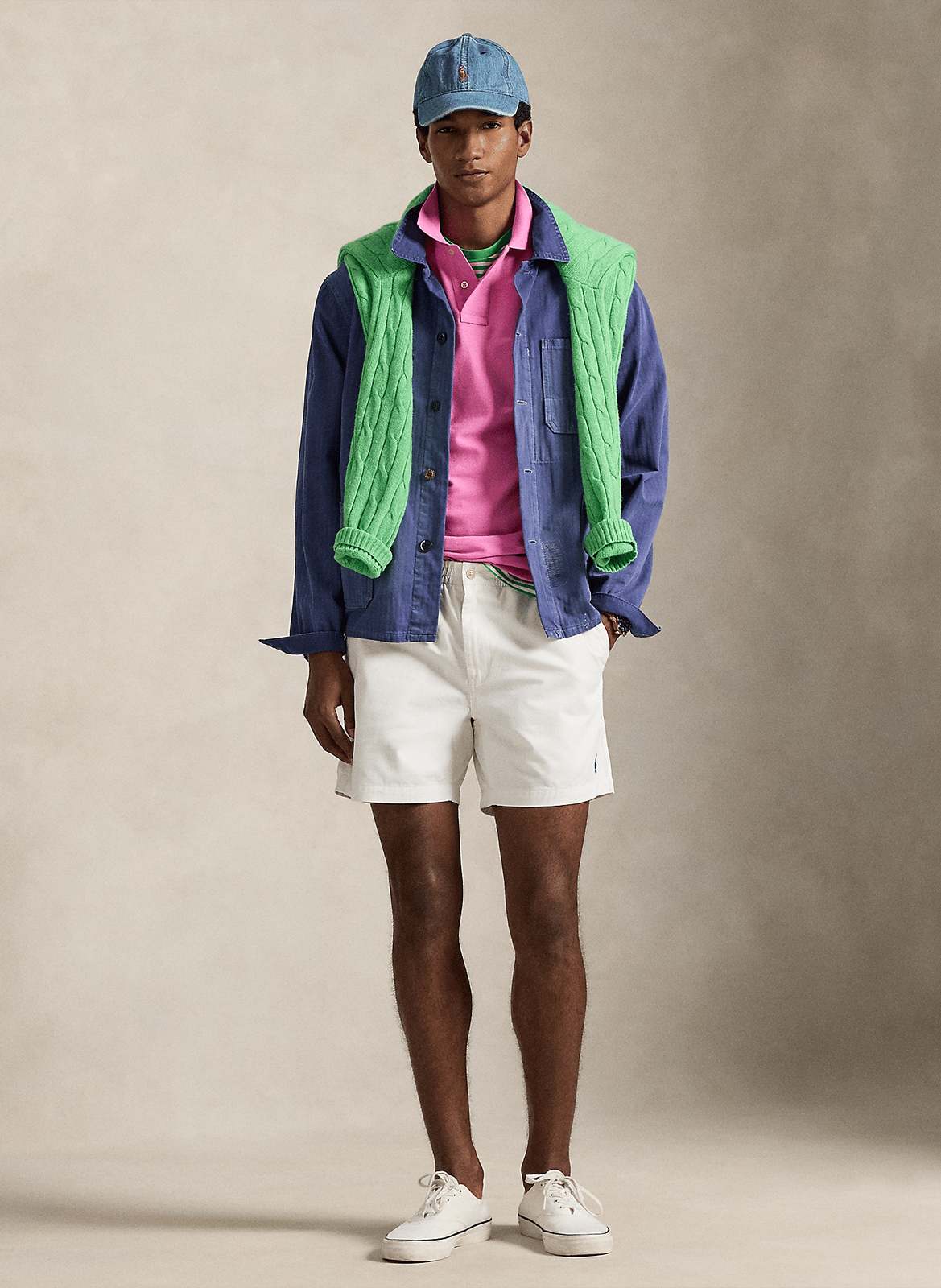 Short en coton Blanc