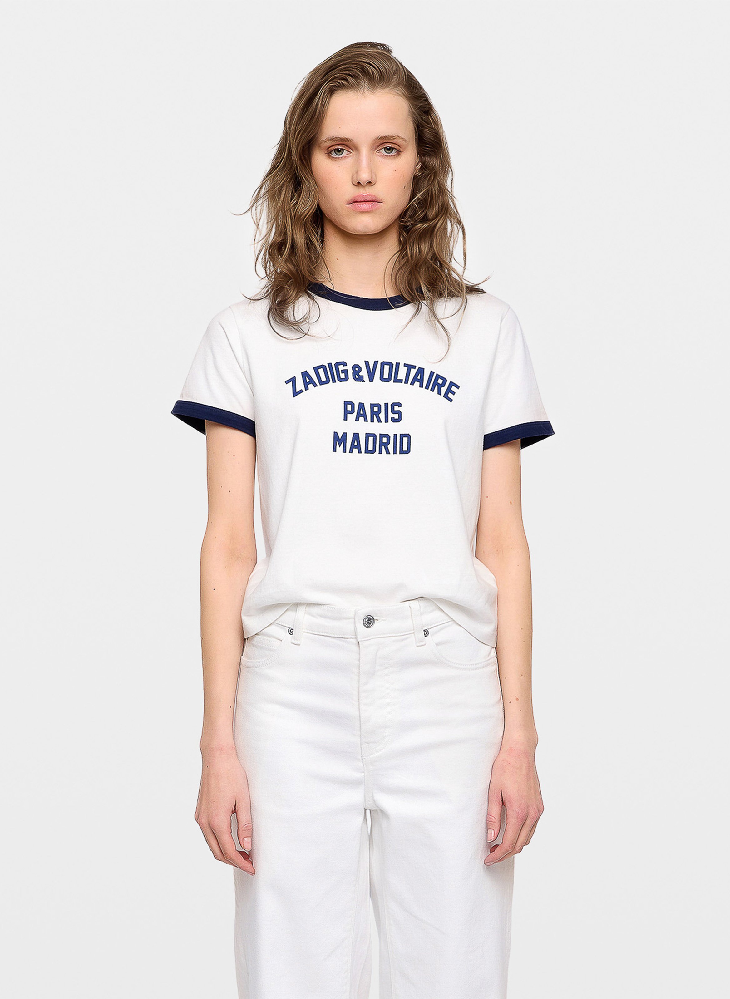 Tee-shirt droit col rond sérigraphié en coton bio ZADIG&VOLTAIRE Blanc