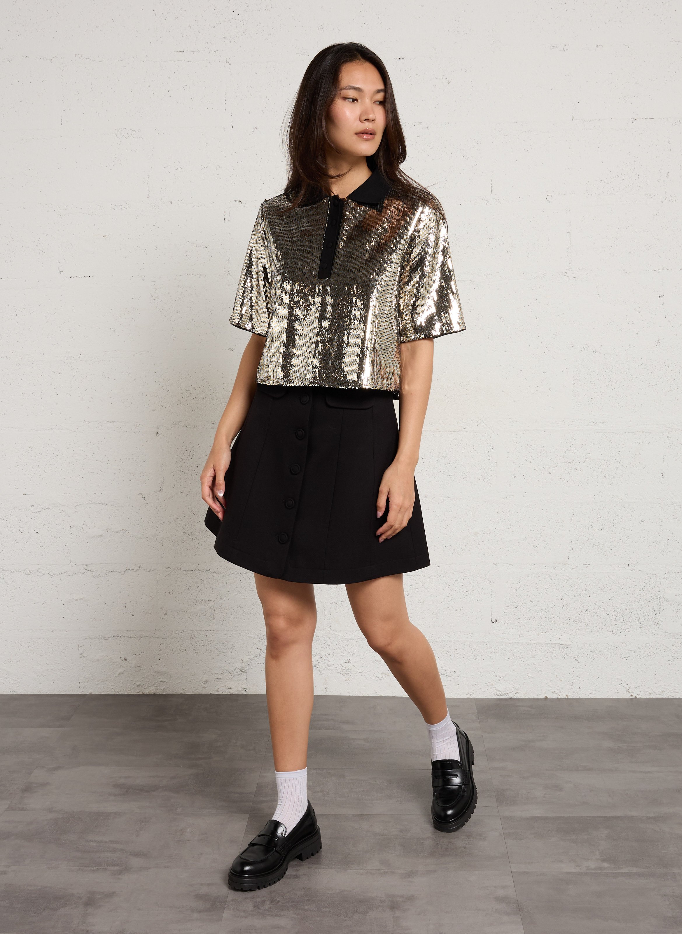Flared midi skirt SUNCOO Black