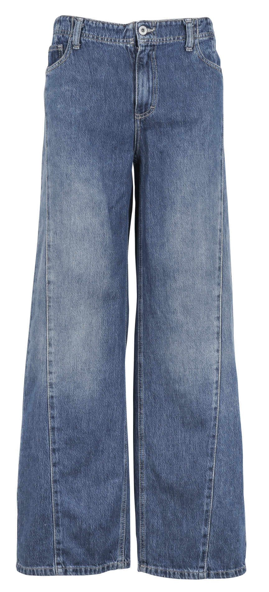 Weite Jeans mit Steppnähten aus Baumwollmischung PLEASE Blau