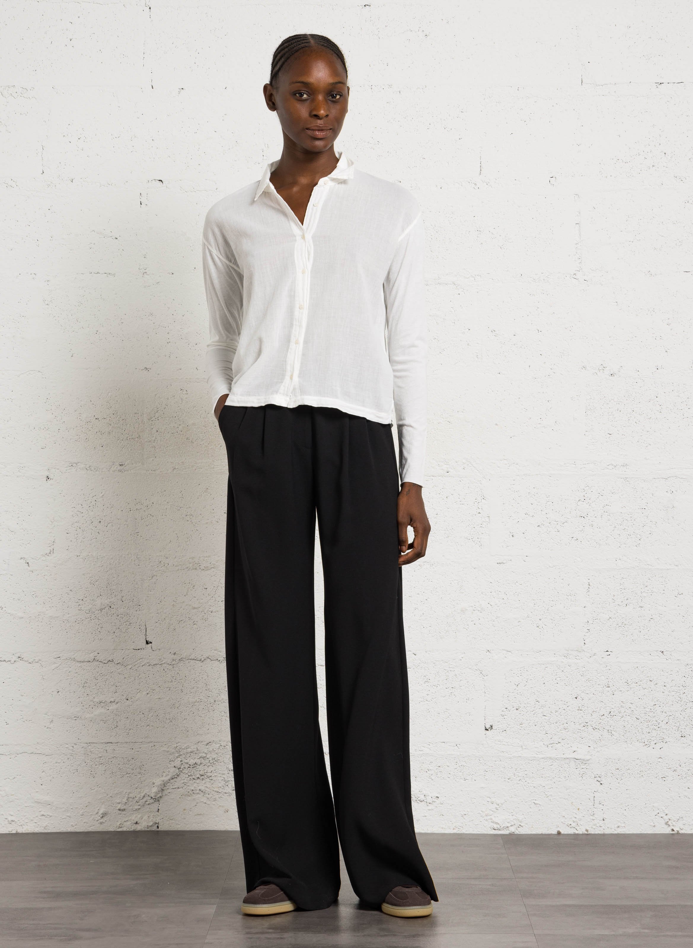 Chemise droite col classique en coton HARTFORD Blanc