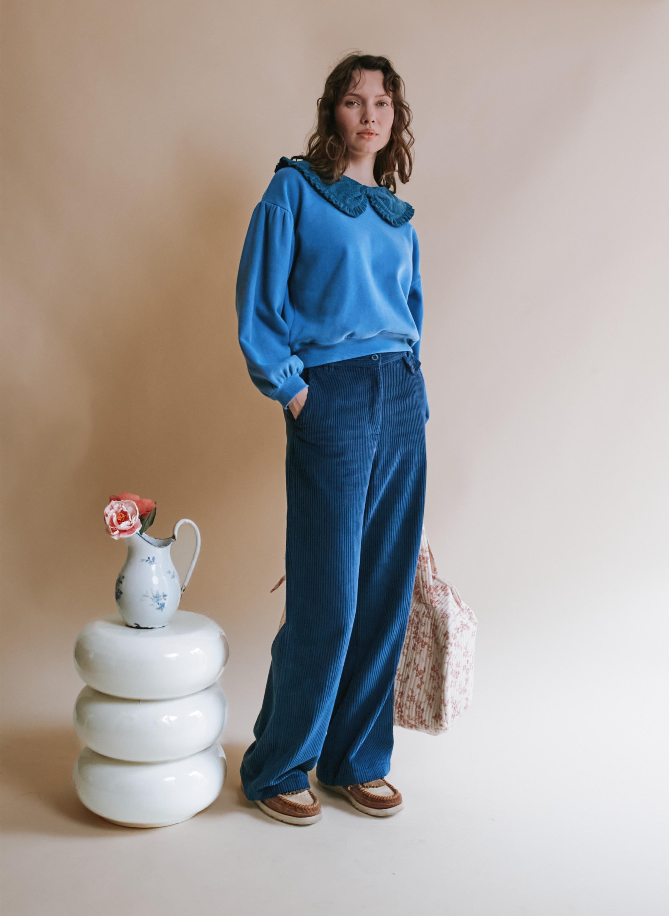 Organic cotton Peter Pan collar sweatshirt EMILE ET IDA Blue