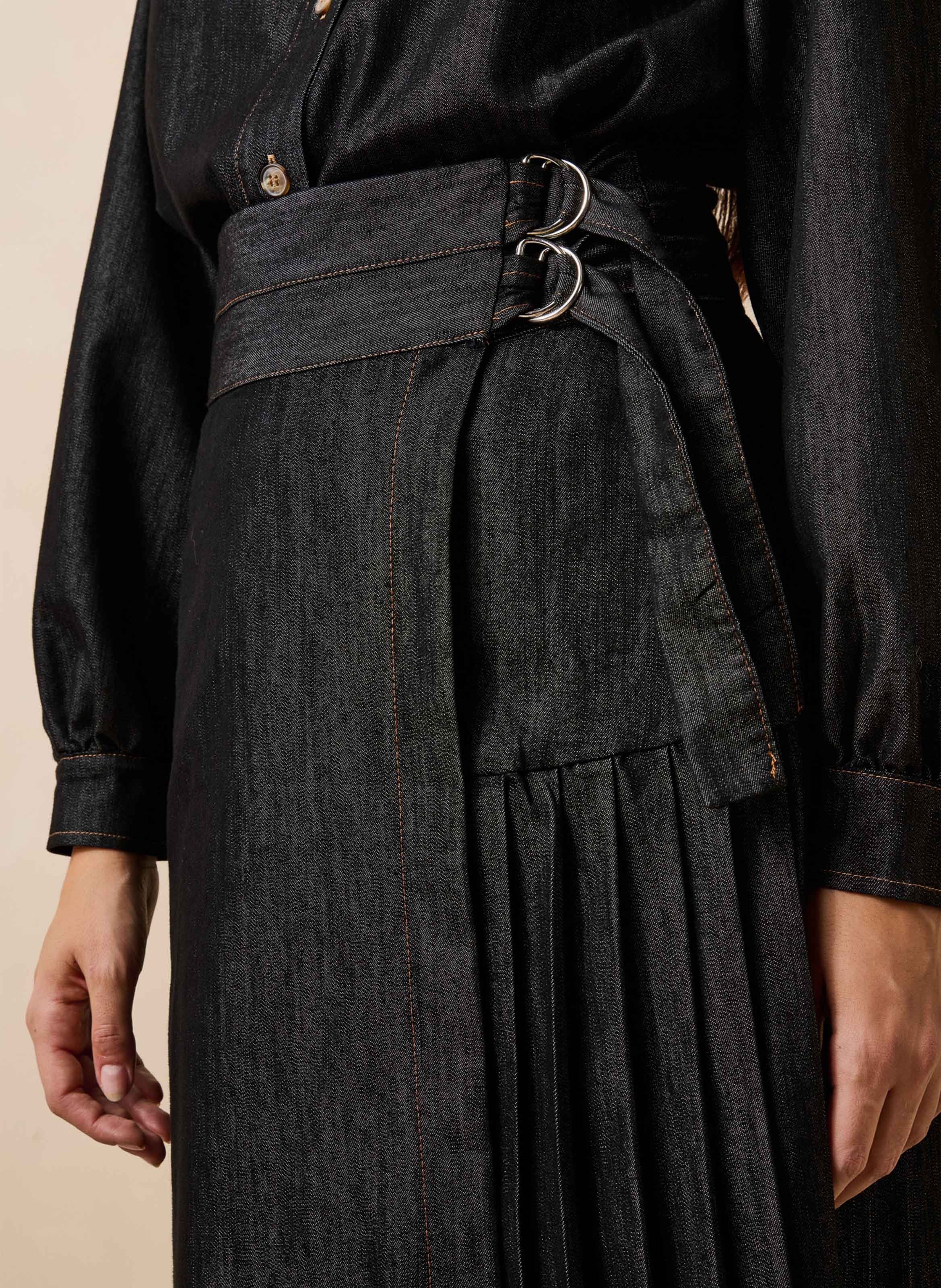 Midi wrap denim skirt in blended cotton LA FEE MARABOUTEE Black