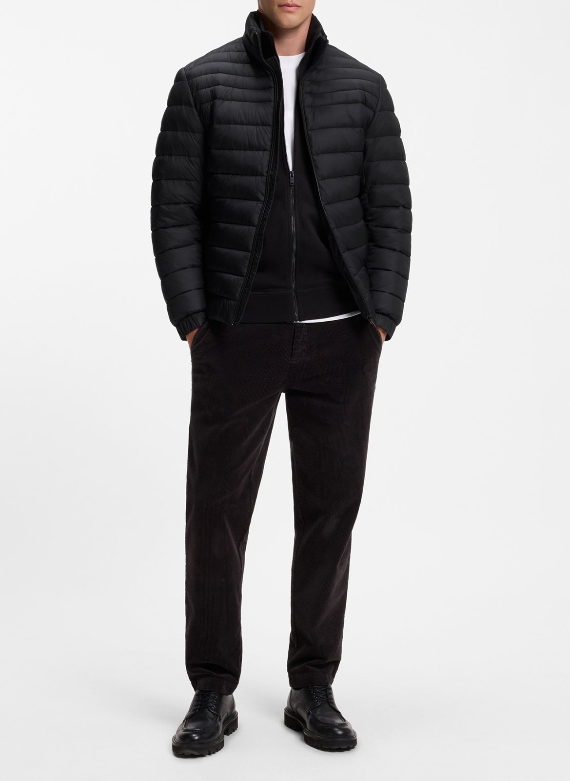 Quilted water-repellent and packable jacket with logo | Black BOSS Men