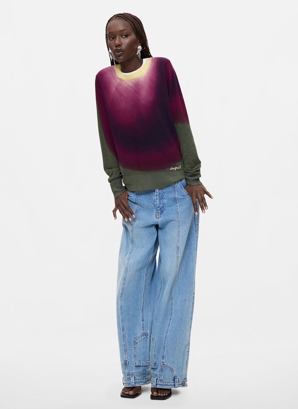 Gerader Rundhalsausschnitt-Pullover mit Muster DESIGUAL Rot