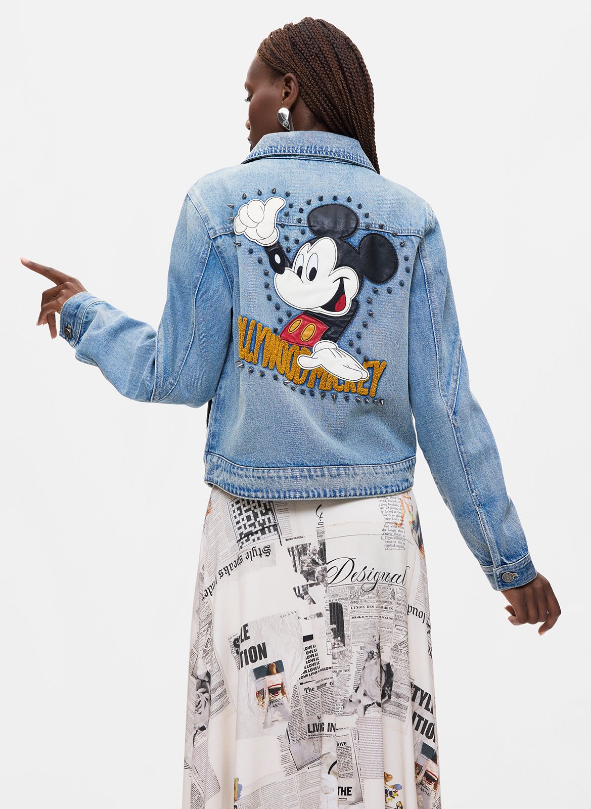 Veste droite zippée en jean DESIGUAL Bleu