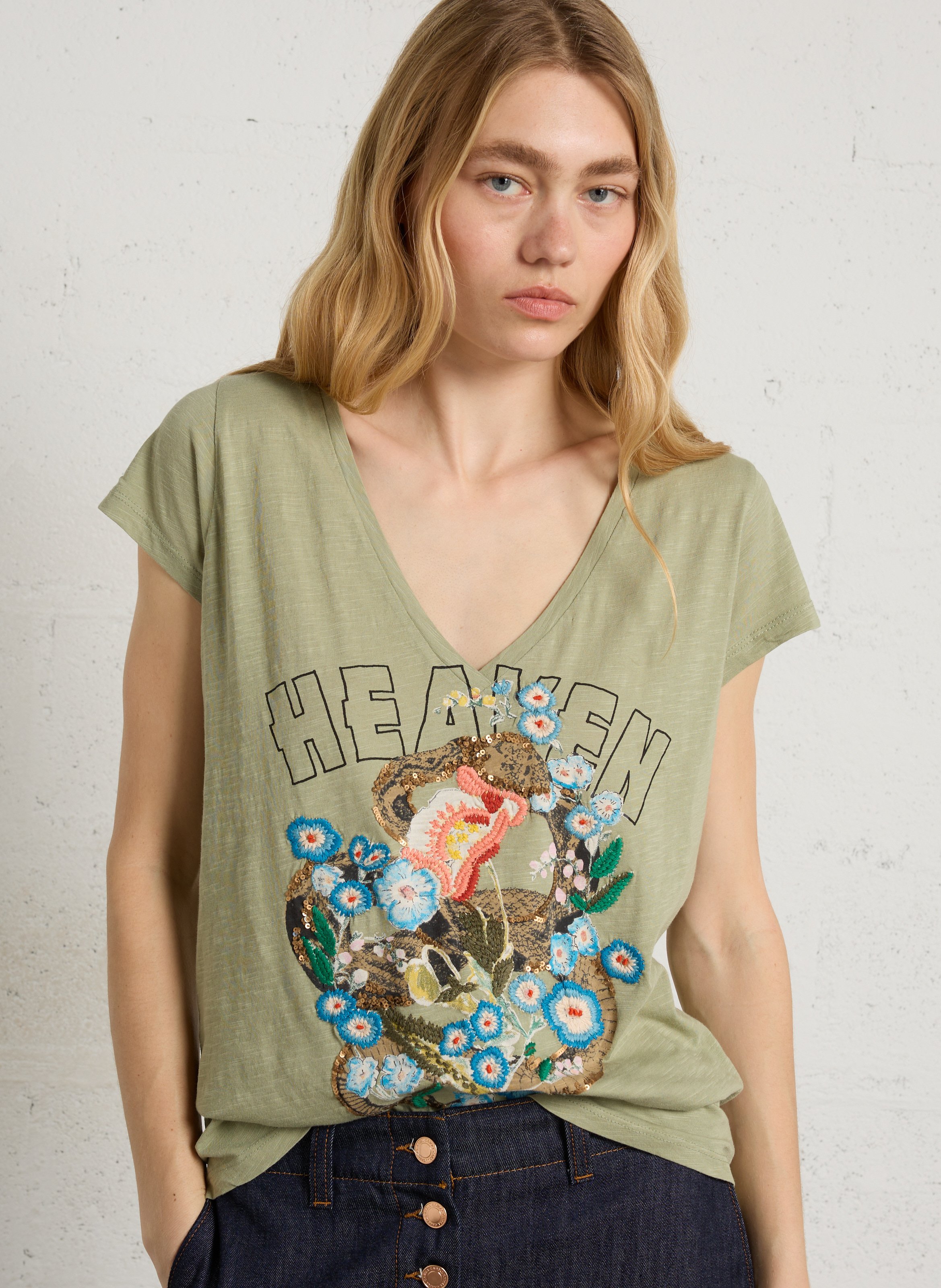 Gerade geschnittenes T-Shirt aus Bio-Baumwolle LEON & HARPER Gelb