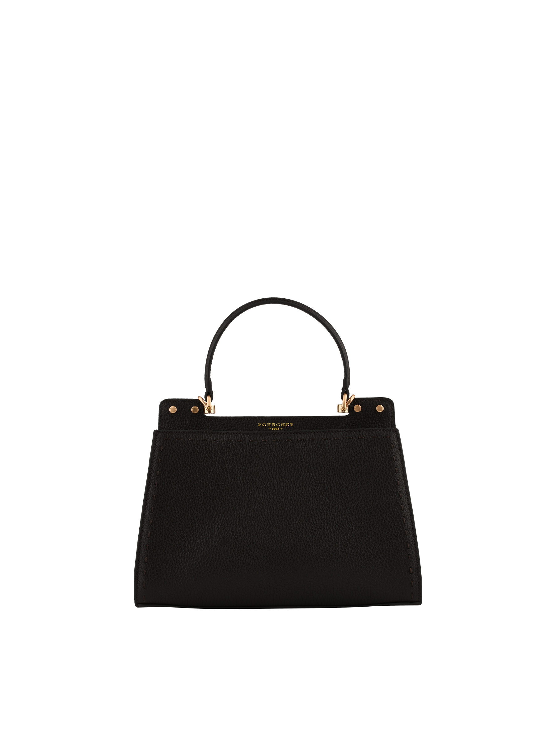 Cowhide leather handbag with a suede-effect finish POURCHET Multicolored
