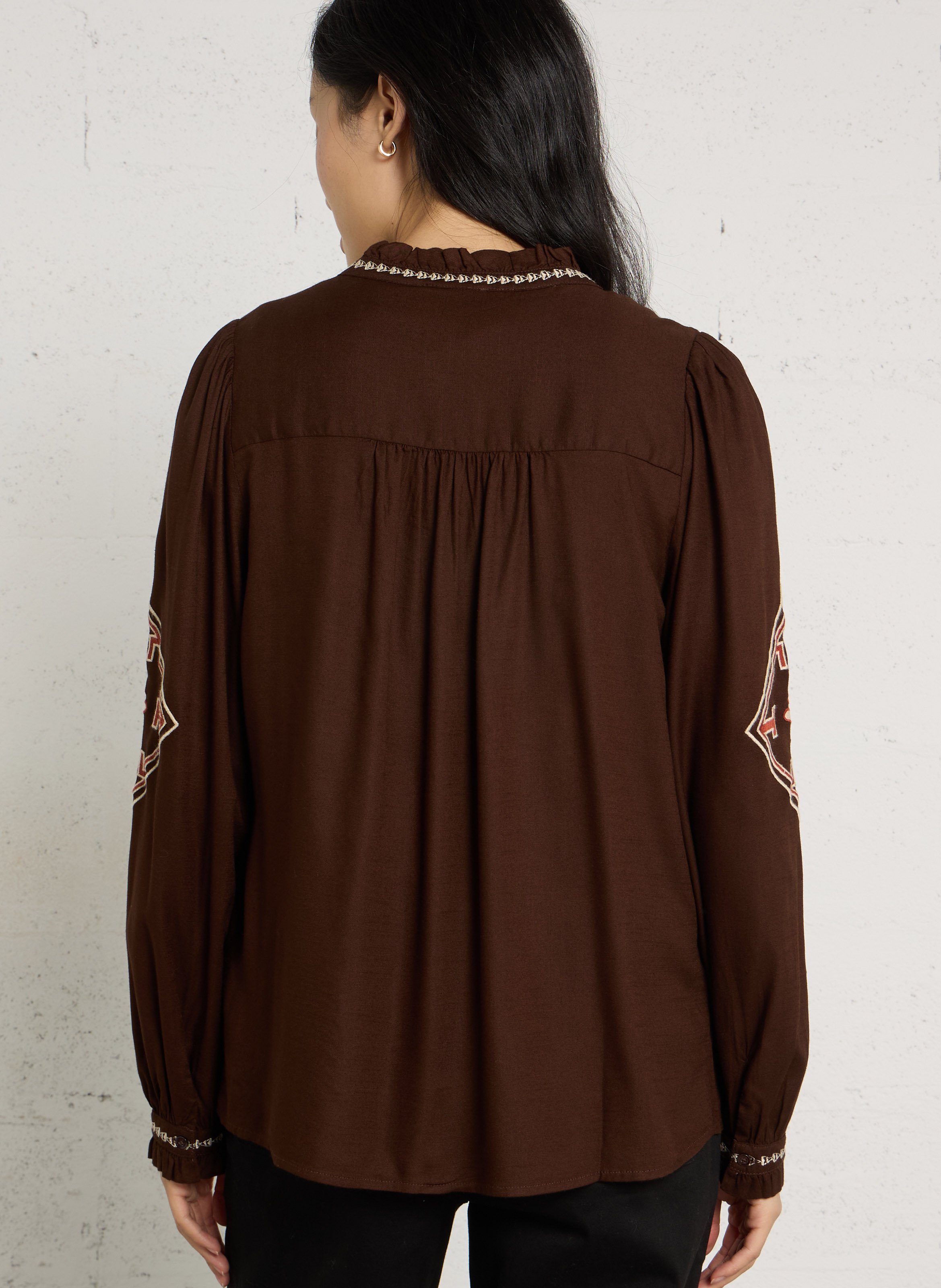 Straight embroidered blouse LA PETITE ETOILE Brown