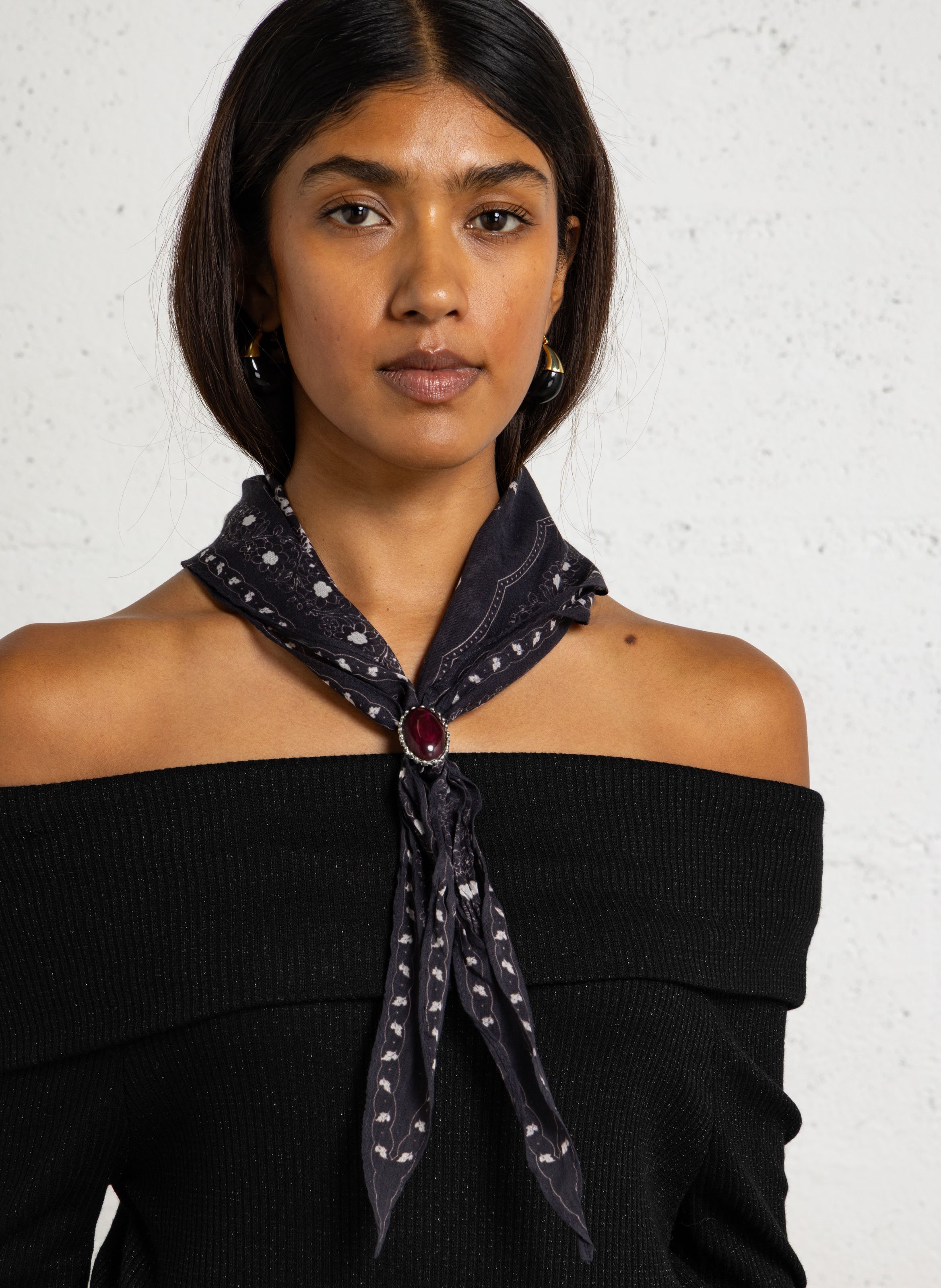 Foulard pointe avec bague en coton FEEKA