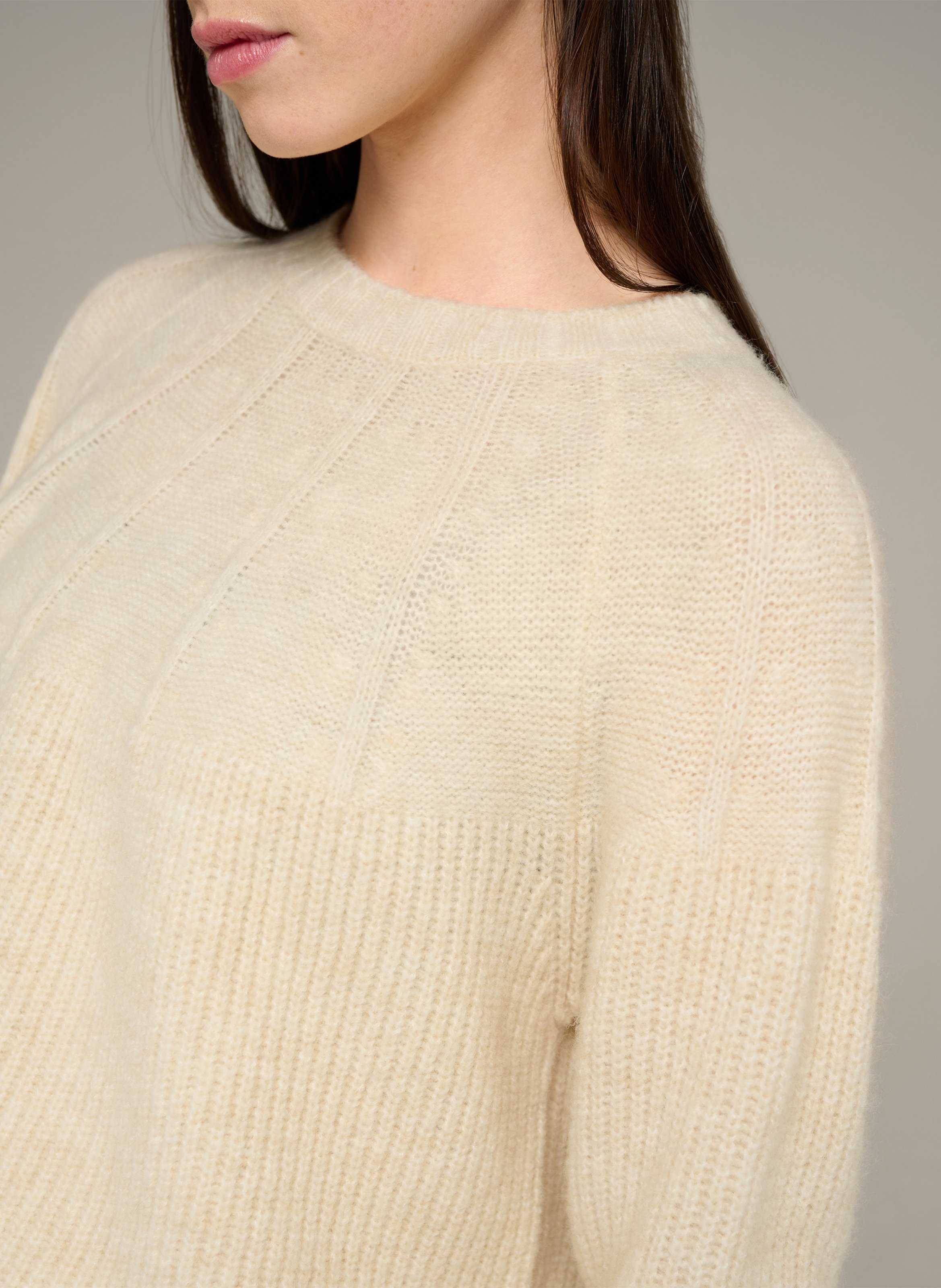 Loose-fit ribbed-knit sweater with round neck COTELAC ACOTE Beige